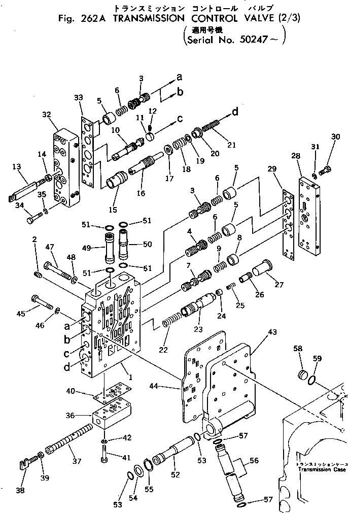 Схема запчастей Komatsu GD505A-2 - ТРАНСМИССИЯ (УПРАВЛЯЮЩ. КЛАПАН) (/)(№7-) СИЛОВАЯ ПЕРЕДАЧА