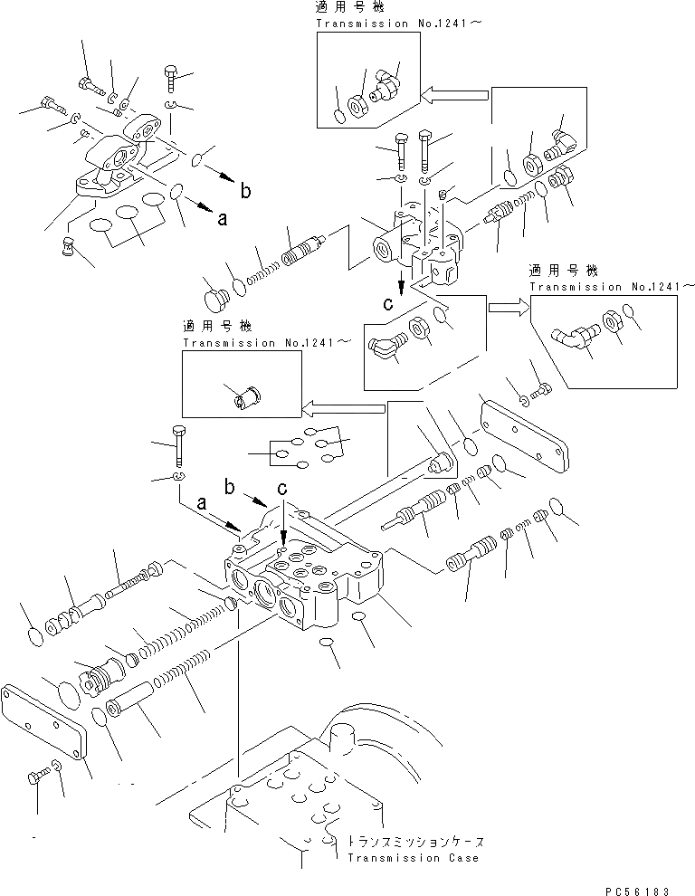 Схема запчастей Komatsu GD505A-3 - ТРАНСМИССИЯ (УПРАВЛЯЮЩ. КЛАПАН) (/) СИЛОВАЯ ПЕРЕДАЧА