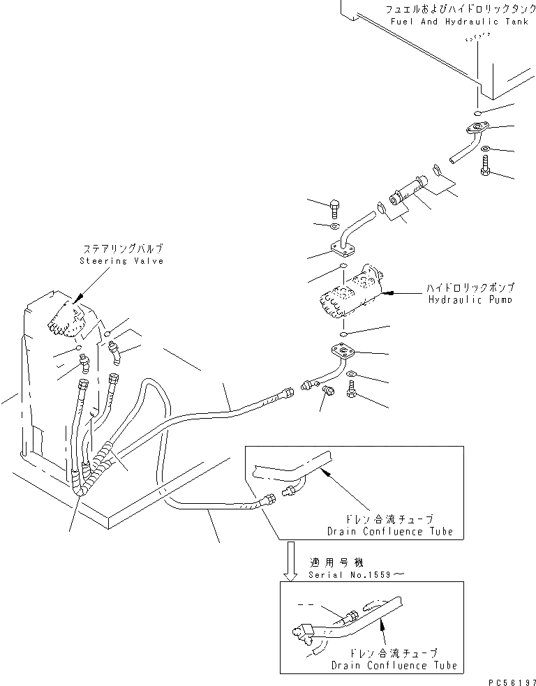 Схема запчастей Komatsu GD505A-3 - ГИДРАВЛИКА РУЛ. УПРАВЛЕНИЯ (/) СИЛОВАЯ ПЕРЕДАЧА
