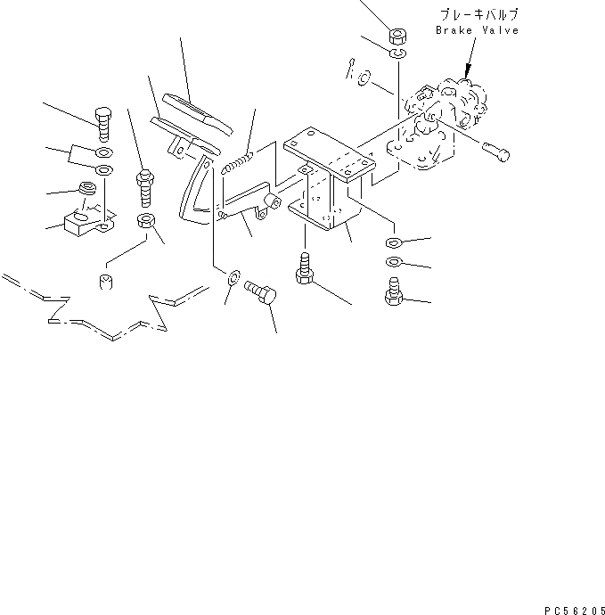 Схема запчастей Komatsu GD505A-3 - ПЕДАЛЬ ТОРМОЗА(№-) СИСТЕМА УПРАВЛЕНИЯ