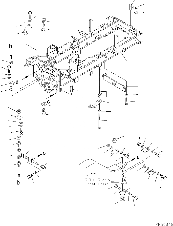 Схема запчастей Komatsu GD505A-3 - ЗАДН. РАМА РАМА И ЧАСТИ КОРПУСА
