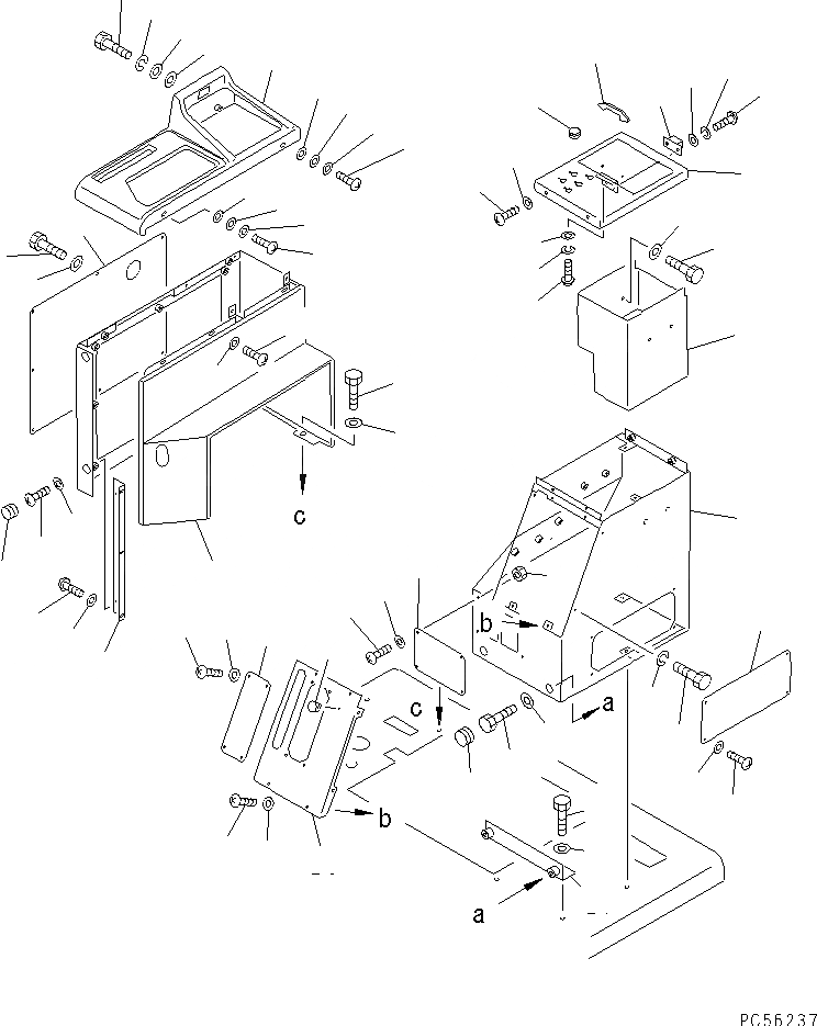 Схема запчастей Komatsu GD505A-3 - КАБИНА ОПЕРАТОРА (/) (ПАНЕЛЬ УПРАВЛЕНИЯ КОРПУС)         (С ЗАДН. КРЫЛО)(№-77) РАМА И ЧАСТИ КОРПУСА