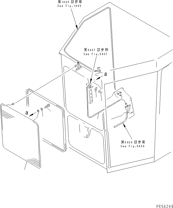 Схема запчастей Komatsu GD505A-3 - ПОДОГРЕВ WIRE СТЕКЛА(№7-) РАМА И ЧАСТИ КОРПУСА