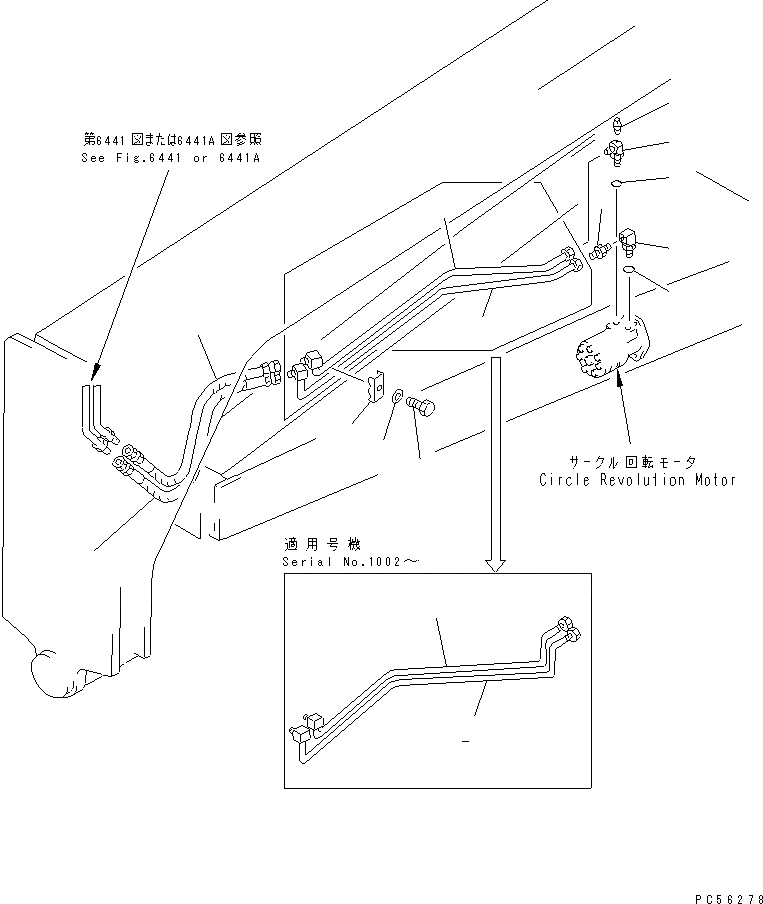 Схема запчастей Komatsu GD505A-3 - ГИДРОЛИНИЯ (CIRCLE ЛИНИЯ МОТОРА ВРАЩЕНИЯ) (/) ГИДРАВЛИКА