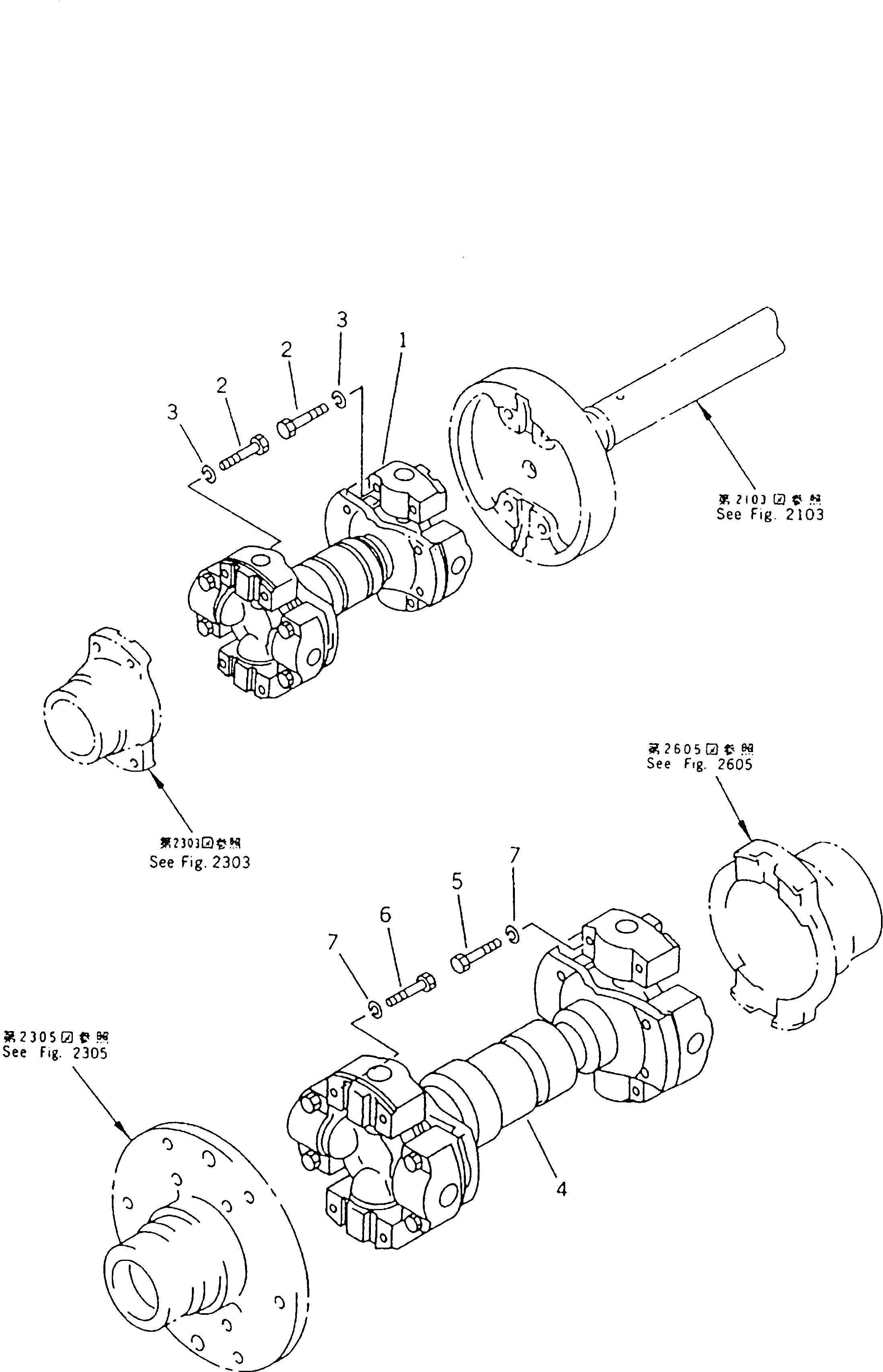 Схема запчастей Komatsu GD510R-1 - ВЕДУЩ. ВАЛ СИЛОВАЯ ПЕРЕДАЧА