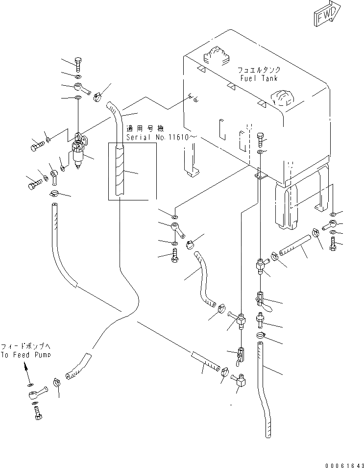Схема запчастей Komatsu GD511A-1 - ТОПЛИВОПРОВОД. (С ВОДООТДЕЛИТЕЛЕМ) КОМПОНЕНТЫ ДВИГАТЕЛЯ И ЭЛЕКТРИКА