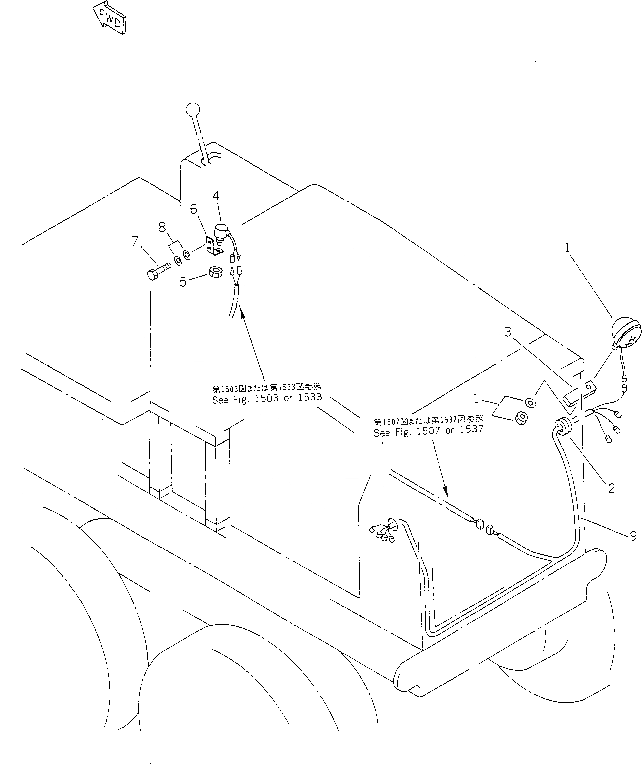 Схема запчастей Komatsu GD511A-1 - ЗАДН. ОСВЕЩЕНИЕ КОМПОНЕНТЫ ДВИГАТЕЛЯ И ЭЛЕКТРИКА