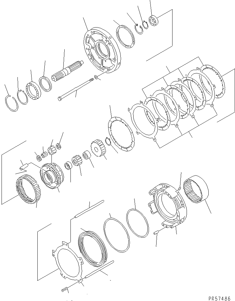 Схема запчастей Komatsu GD511A-1 - ТРАНСМИССИЯ (ВХОДН. ВАЛ И РЕВЕРС МУФТА)(№77-) СИЛОВАЯ ПЕРЕДАЧА