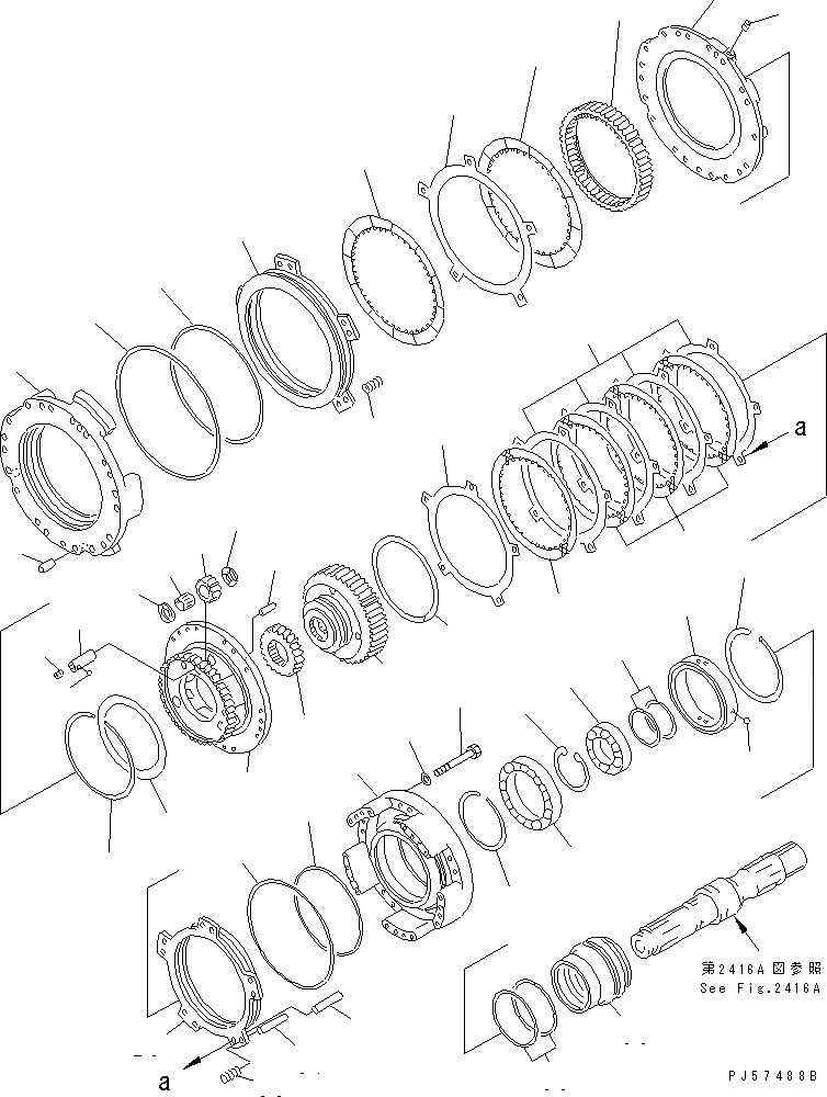 Схема запчастей Komatsu GD511A-1 - ТРАНСМИССИЯ (1 И 2 МУФТА)(№77-) СИЛОВАЯ ПЕРЕДАЧА