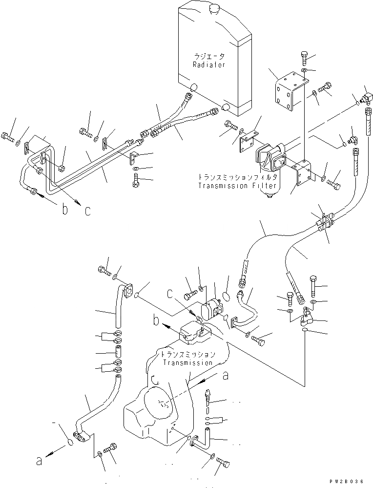 Схема запчастей Komatsu GD511A-1 - ГИДРОЛИНИЯ ТРАНСМИССИИ(№-) СИЛОВАЯ ПЕРЕДАЧА