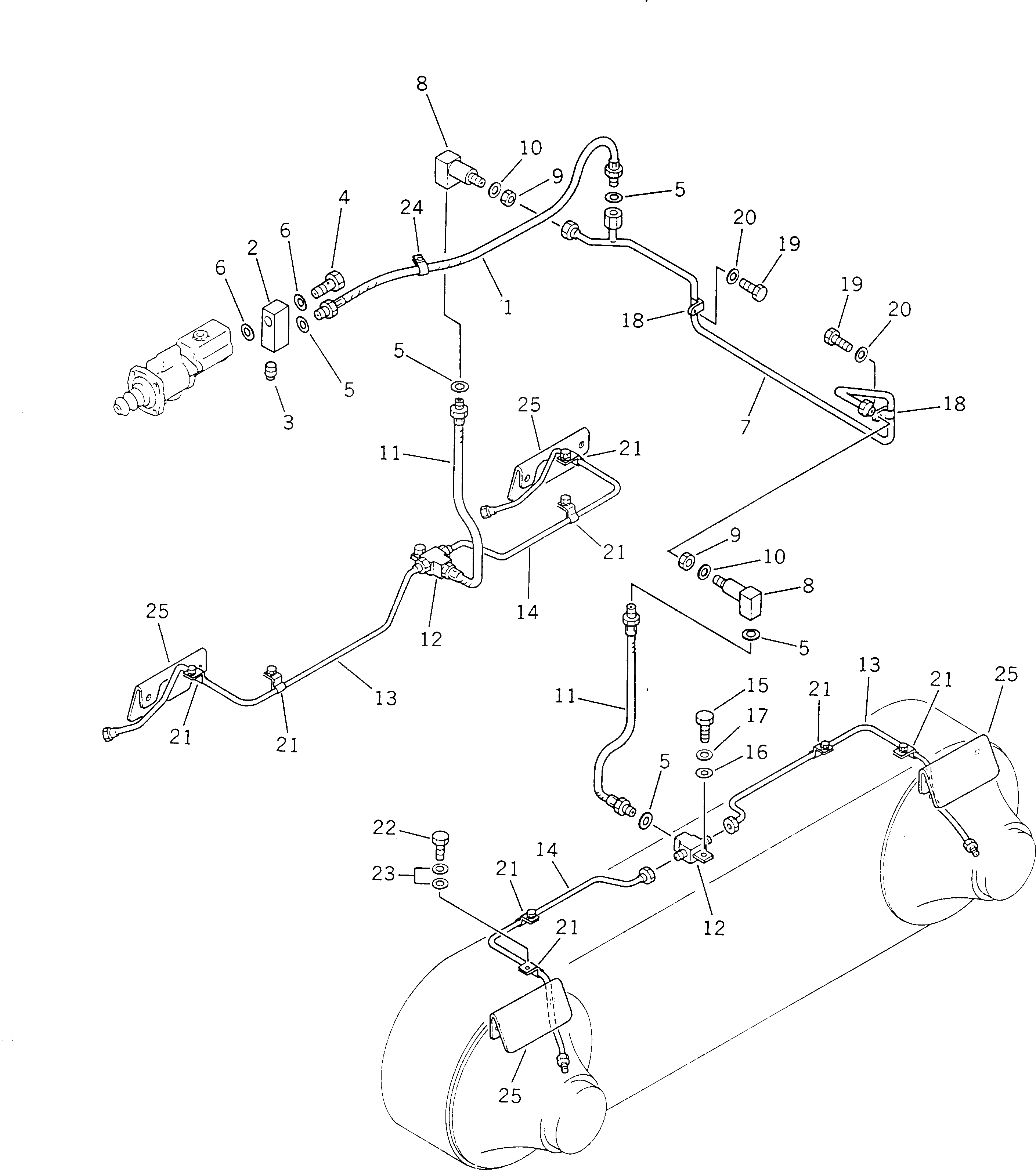 Схема запчастей Komatsu GD511A-1 - ТОРМОЗНАЯ ГИДРОЛИНИЯ СИСТЕМА УПРАВЛЕНИЯ