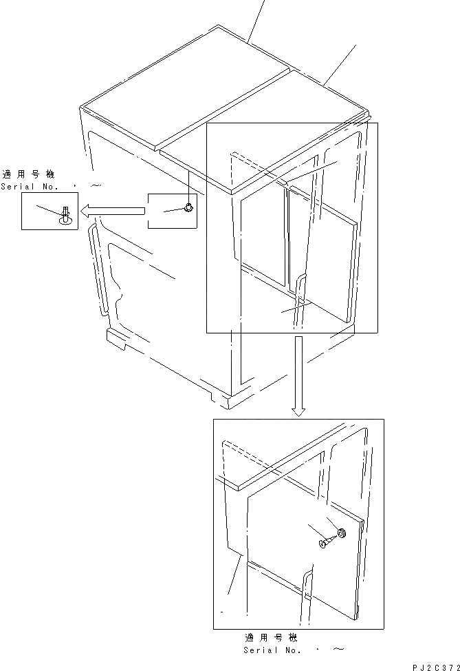 Схема запчастей Komatsu GD511A-1 - КАБИНА (B-ТИП) (/) РАМА И ЧАСТИ КОРПУСА