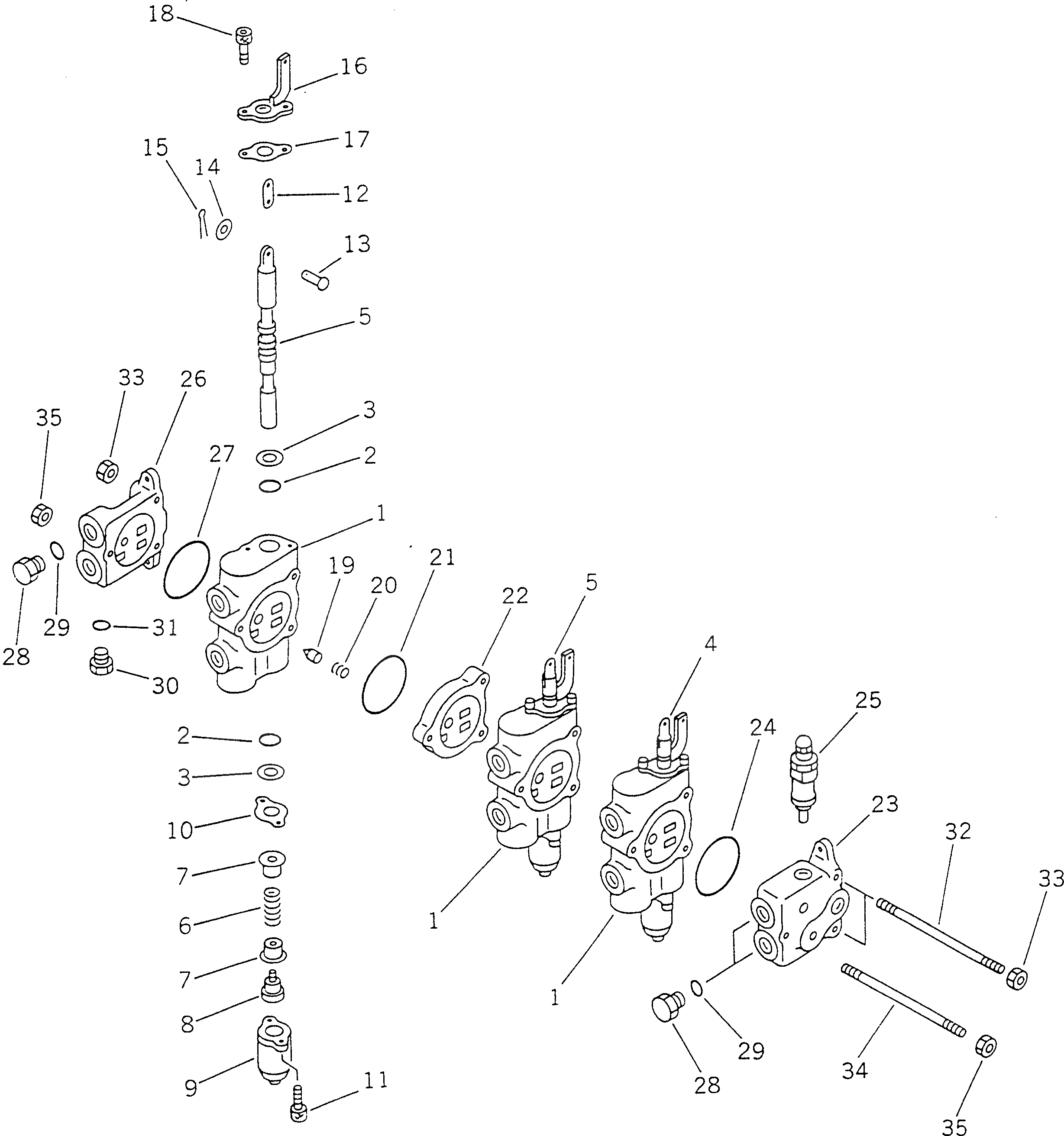 Схема запчастей Komatsu GD511A-1 - ГИДРАВЛ УПРАВЛЯЮЩ. КЛАПАН¤ ЛЕВ. (3-Х СЕКЦИОНН.) ГИДРАВЛИКА