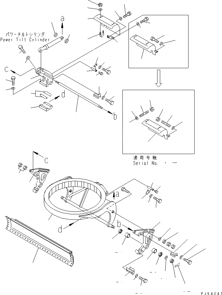 Схема запчастей Komatsu GD511A-1 - ОТВАЛ И КОЛЬЦЕВ. СУППОРТ (ДЛЯ НАКЛОНЯЕМ.) РАБОЧЕЕ ОБОРУДОВАНИЕ