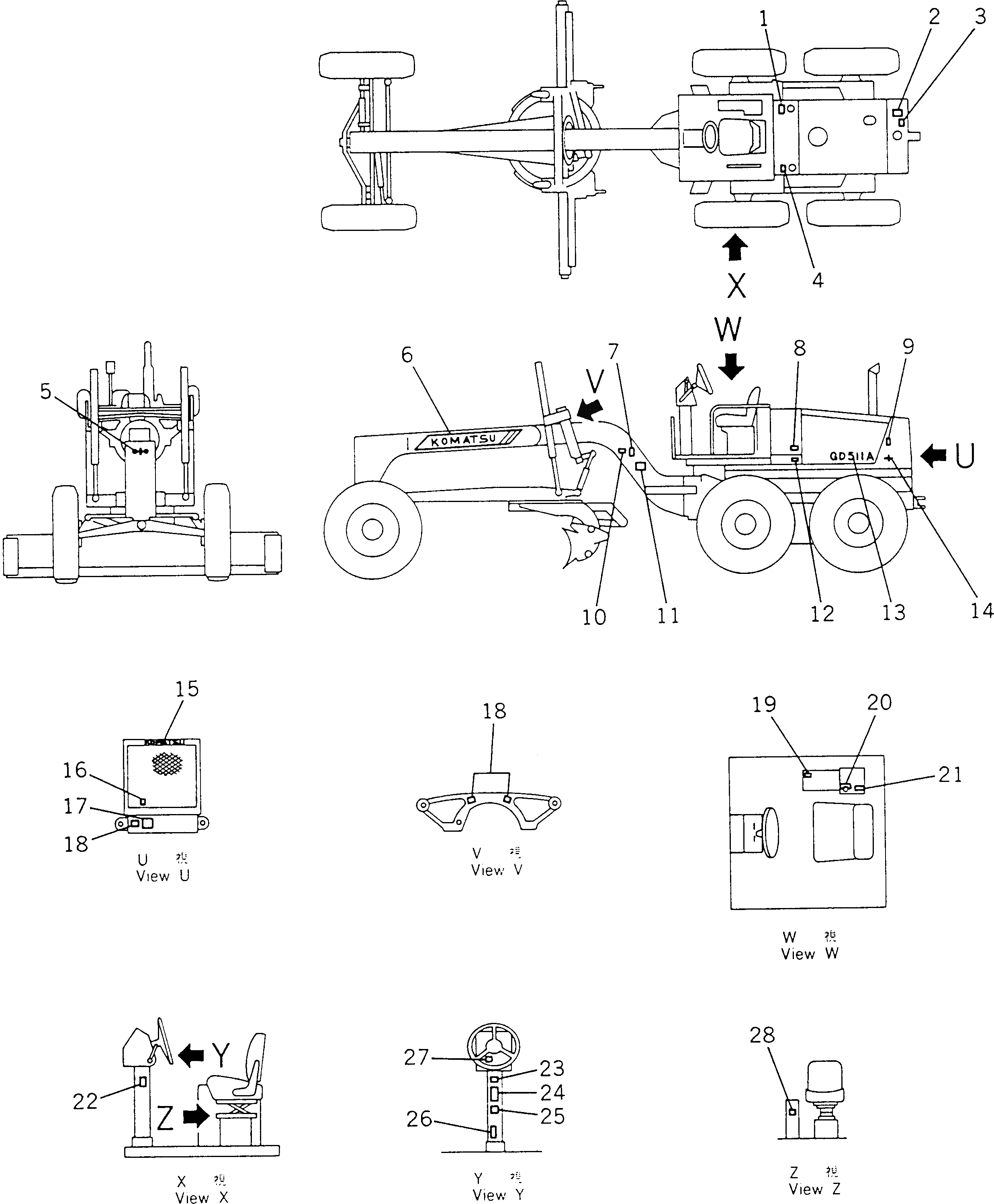 Схема запчастей Komatsu GD511A-1 - МАРКИРОВКА(№-8) МАРКИРОВКА¤ ИНСТРУМЕНТ И РЕМКОМПЛЕКТЫ