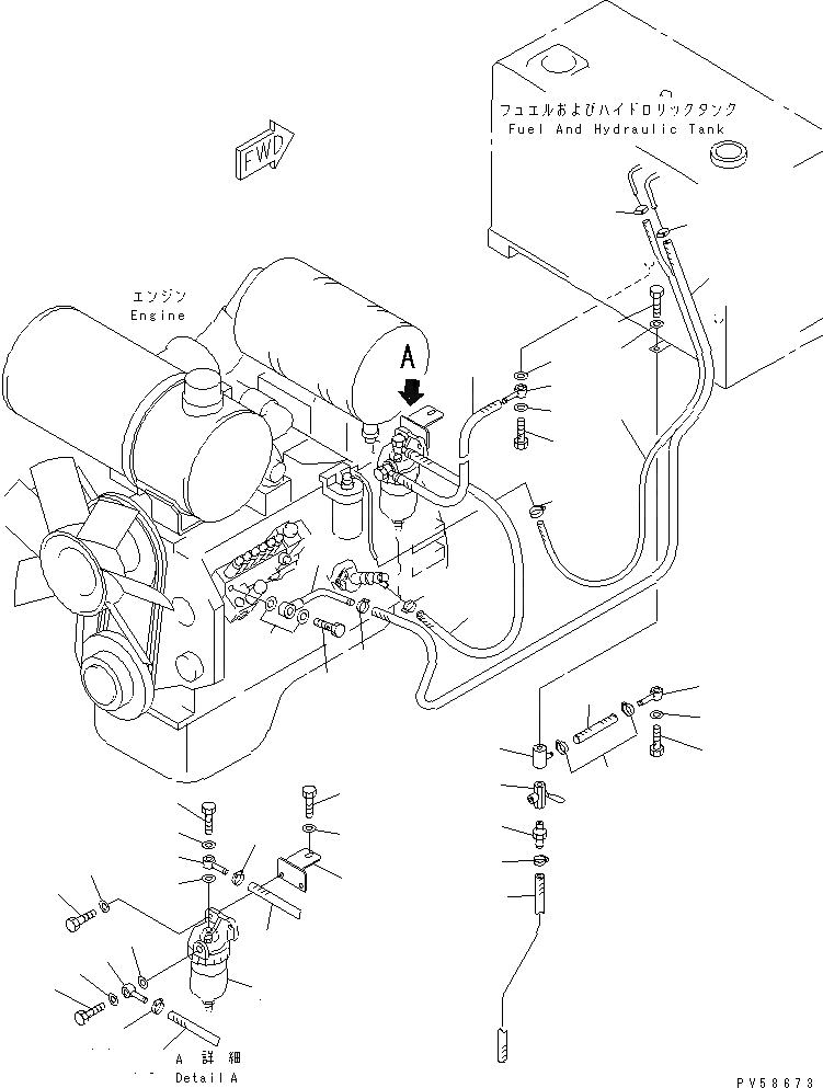 Схема запчастей Komatsu GD521A-1E - ТОПЛИВОПРОВОД. (С ВОДООТДЕЛИТЕЛЕМ) КОМПОНЕНТЫ ДВИГАТЕЛЯ И ЭЛЕКТРИКА