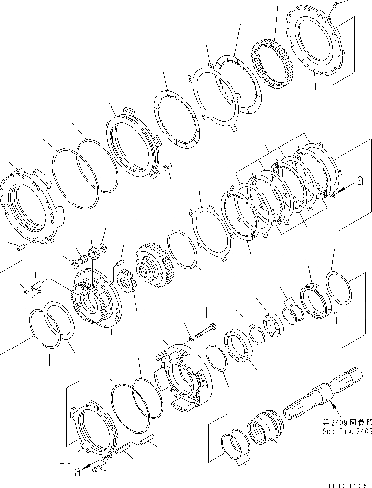 Схема запчастей Komatsu GD521A-1E - ТРАНСМИССИЯ (1 И 2 МУФТА) СИЛОВАЯ ПЕРЕДАЧА