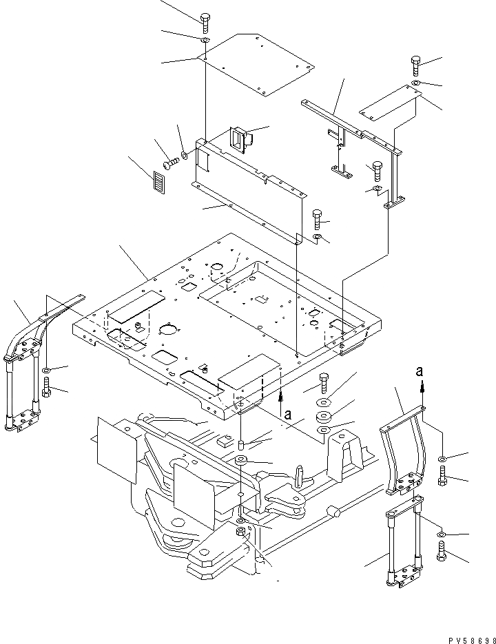 Схема запчастей Komatsu GD521A-1E - КАБИНА ОПЕРАТОРА РАМА И ЧАСТИ КОРПУСА