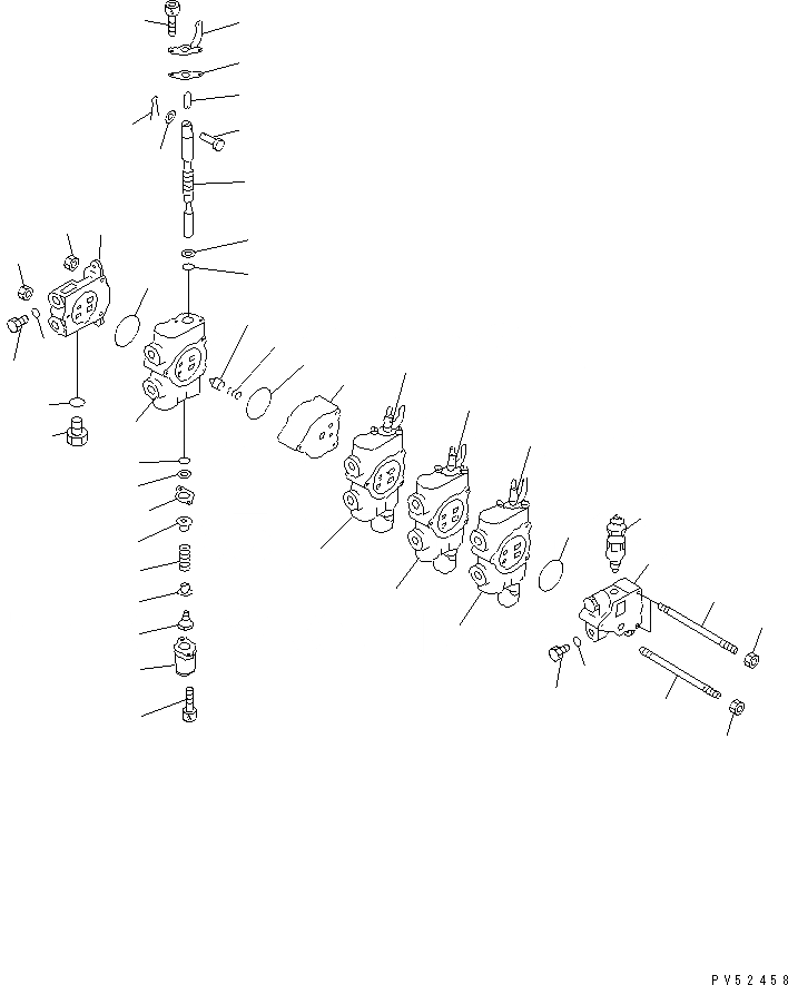 Схема запчастей Komatsu GD521A-1E - ГИДРАВЛ УПРАВЛЯЮЩ. КЛАПАН¤ ЛЕВ. (4-Х СЕКЦИОНН.) ГИДРАВЛИКА