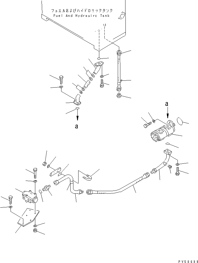 Схема запчастей Komatsu GD521A-1E - ГИДРОЛИНИЯ (ИЗ БАКА В НАСОС - КЛАПАН ДЕЛИТЕЛЯ ПОТОКА) ГИДРАВЛИКА