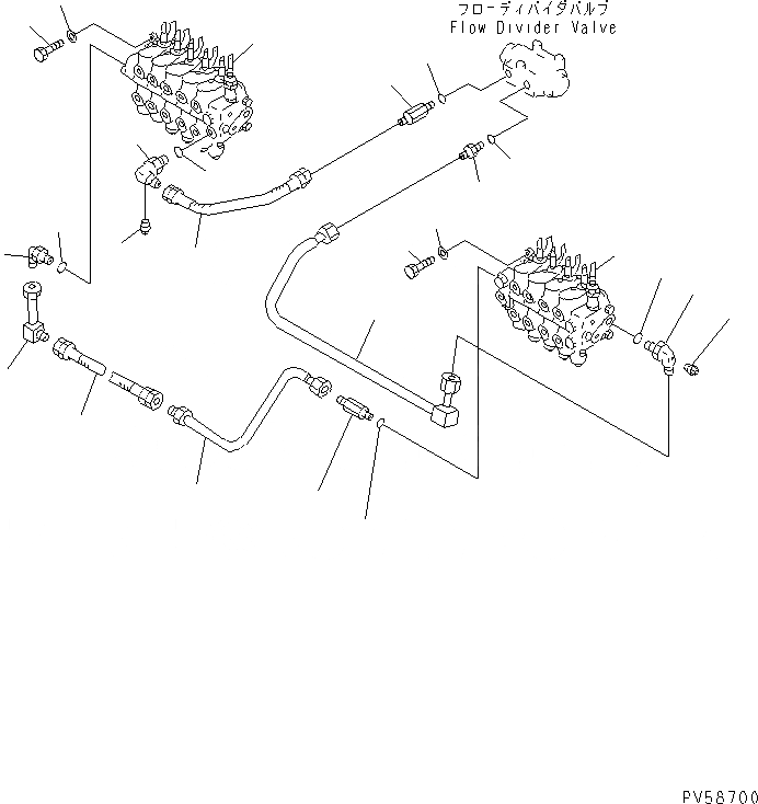 Схема запчастей Komatsu GD521A-1E - ГИДРОЛИНИЯ (ПОТОК DIVEDER КЛАПАН - УПРАВЛЯЮЩ. КЛАПАН) ГИДРАВЛИКА