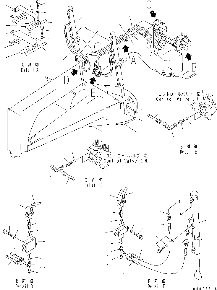 Схема запчастей Komatsu GD521A-1E - ГИДРОЛИНИЯ (ЦИЛИНДР ПОДЪЕМА ОТВАЛА ЛИНИЯ)(№-) ГИДРАВЛИКА