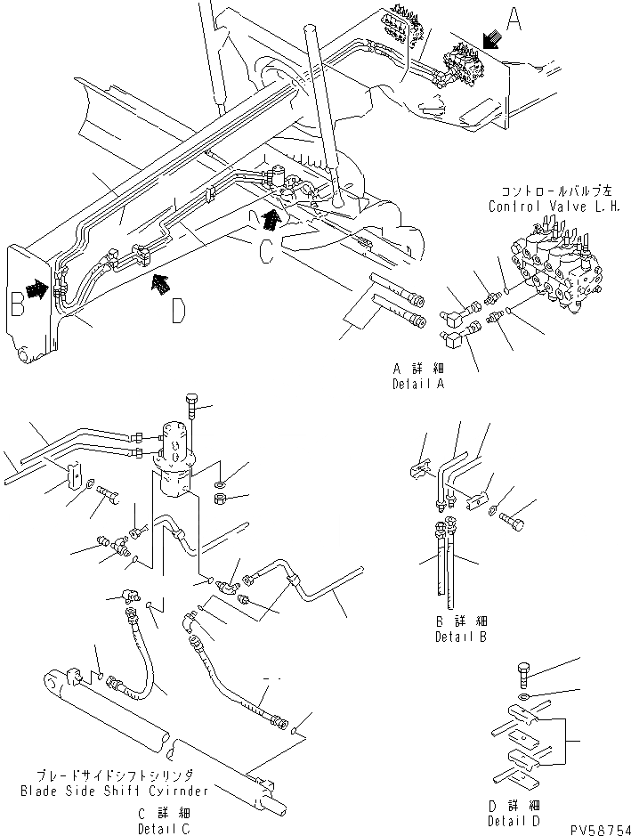 Схема запчастей Komatsu GD521A-1E - ГИДРОЛИНИЯ (ОТВАЛ SHIFT ЛИНИЯ ЦИЛИНДРА) ГИДРАВЛИКА