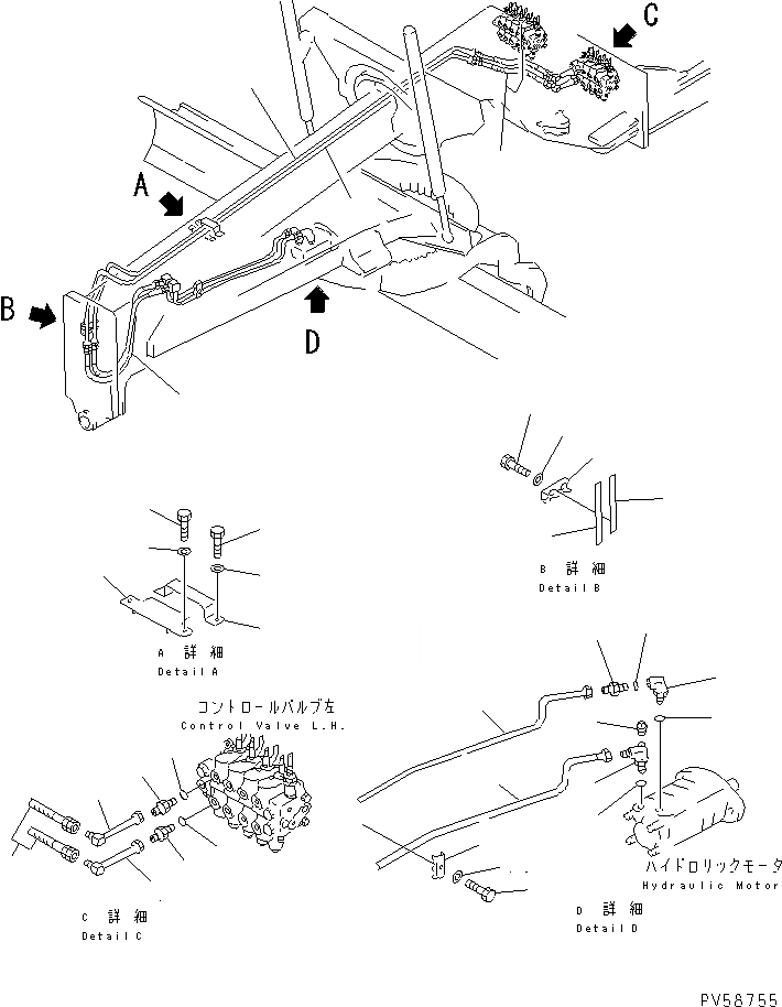 Схема запчастей Komatsu GD521A-1E - ГИДРОЛИНИЯ (CIRCLE МОТОР ЛИНИЯ) ГИДРАВЛИКА