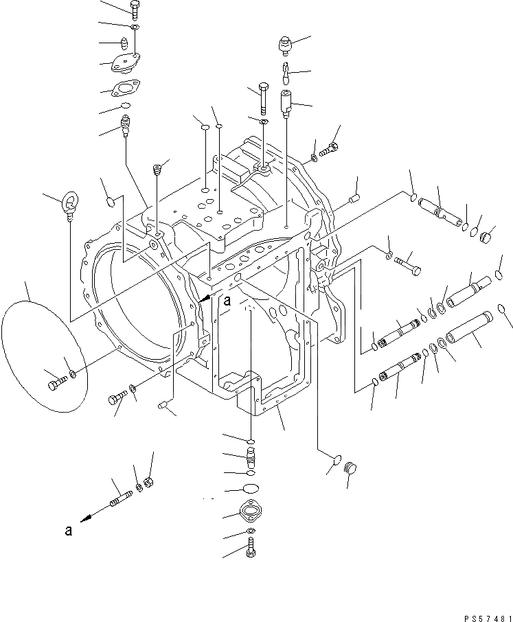 Схема запчастей Komatsu GD521A-1 - ТРАНСМИССИЯ (КОРПУС ТРАНСМИССИИ)(№-) СИЛОВАЯ ПЕРЕДАЧА