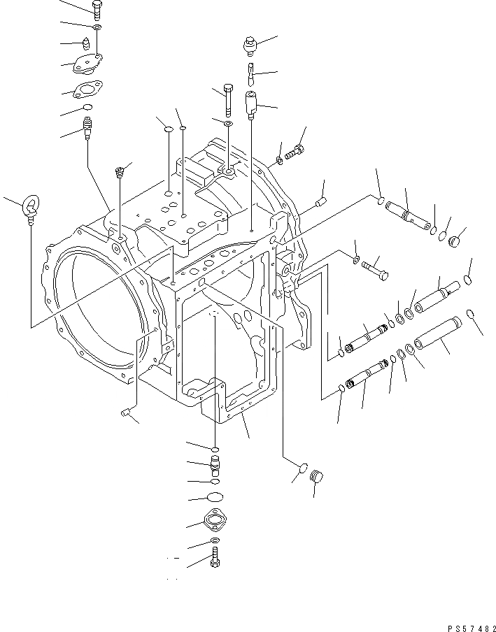Схема запчастей Komatsu GD521A-1 - ТРАНСМИССИЯ (КОРПУС ТРАНСМИССИИ)(№-) СИЛОВАЯ ПЕРЕДАЧА