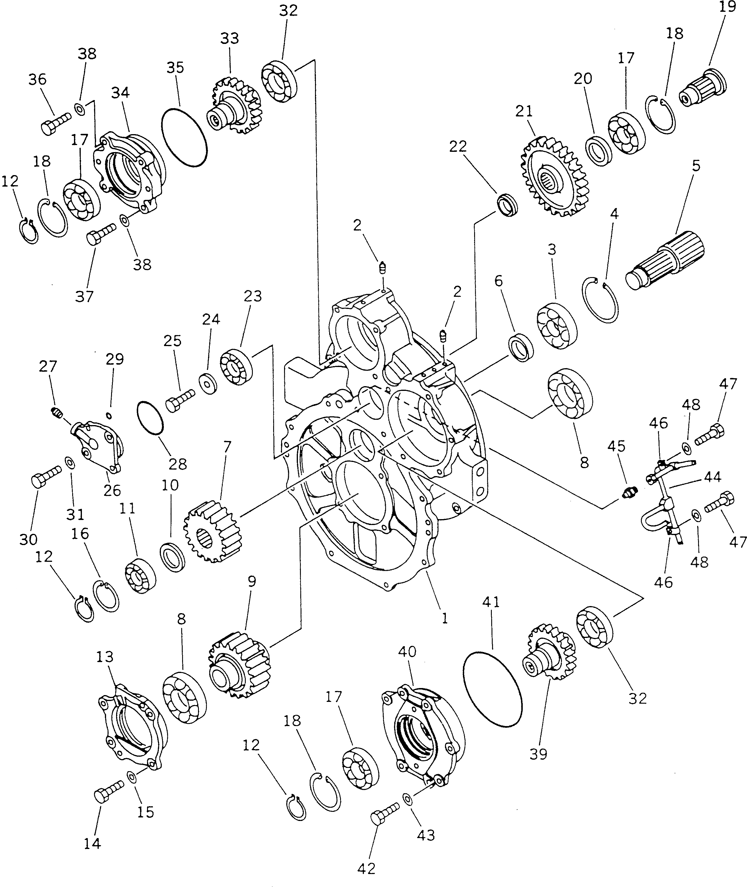 Схема запчастей Komatsu GD521A-1 - ТРАНСМИССИЯ (МЕХ-М ОТБОРА МОЩНОСТИ)(№-) СИЛОВАЯ ПЕРЕДАЧА