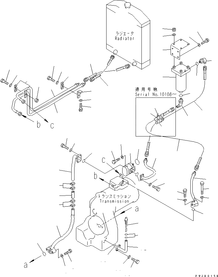 Схема запчастей Komatsu GD521A-1 - ГИДРОЛИНИЯ ТРАНСМИССИИ(№-) СИЛОВАЯ ПЕРЕДАЧА