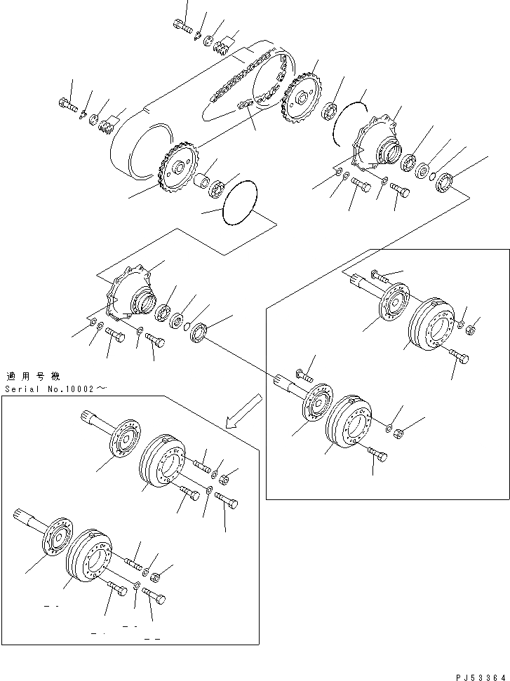 Схема запчастей Komatsu GD521A-1 - СДВОЕНН. ПРИВОД ПРИВОД И ЦЕПЬ СИЛОВАЯ ПЕРЕДАЧА
