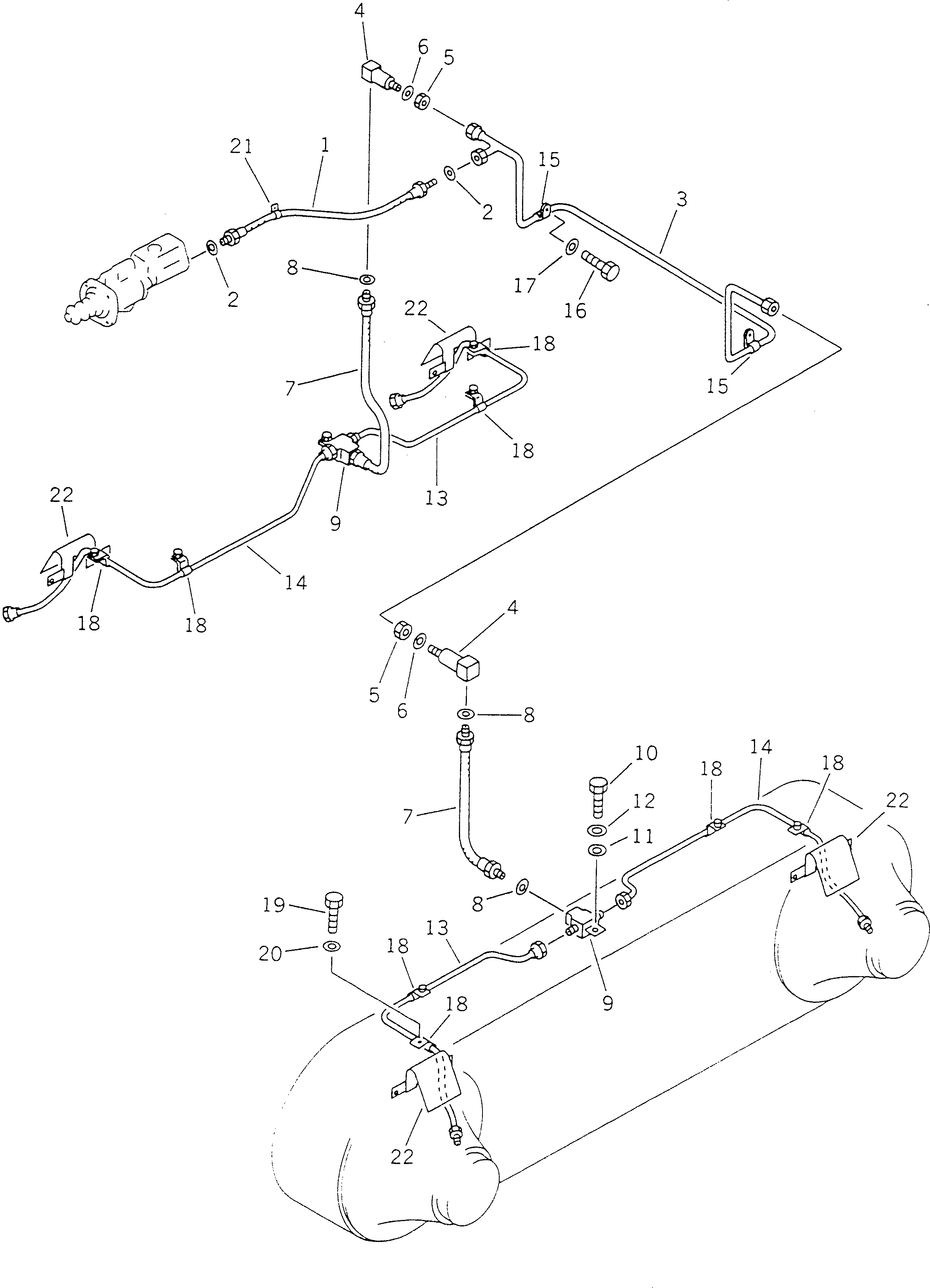 Схема запчастей Komatsu GD521A-1 - ТОРМОЗНАЯ ГИДРОЛИНИЯ (/) СИСТЕМА УПРАВЛЕНИЯ