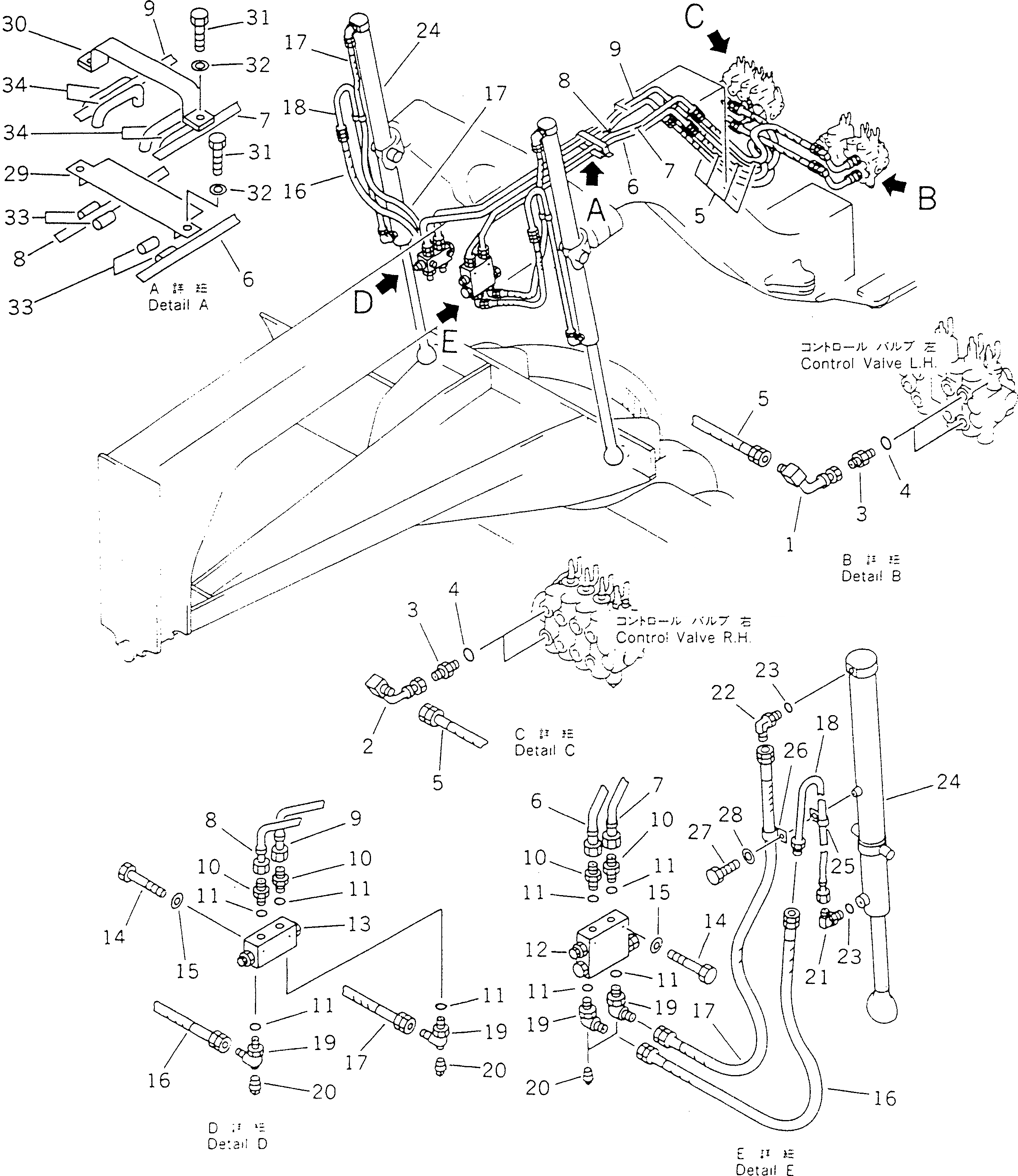 Схема запчастей Komatsu GD521A-1 - ГИДРОЛИНИЯ (ЦИЛИНДР ПОДЪЕМА ОТВАЛА ЛИНИЯ)(№-8) ГИДРАВЛИКА