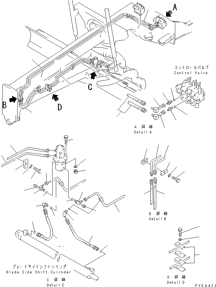 Схема запчастей Komatsu GD521A-1 - ГИДРОЛИНИЯ (ОТВАЛ SHIFT ЛИНИЯ ЦИЛИНДРА)(№9-) ГИДРАВЛИКА
