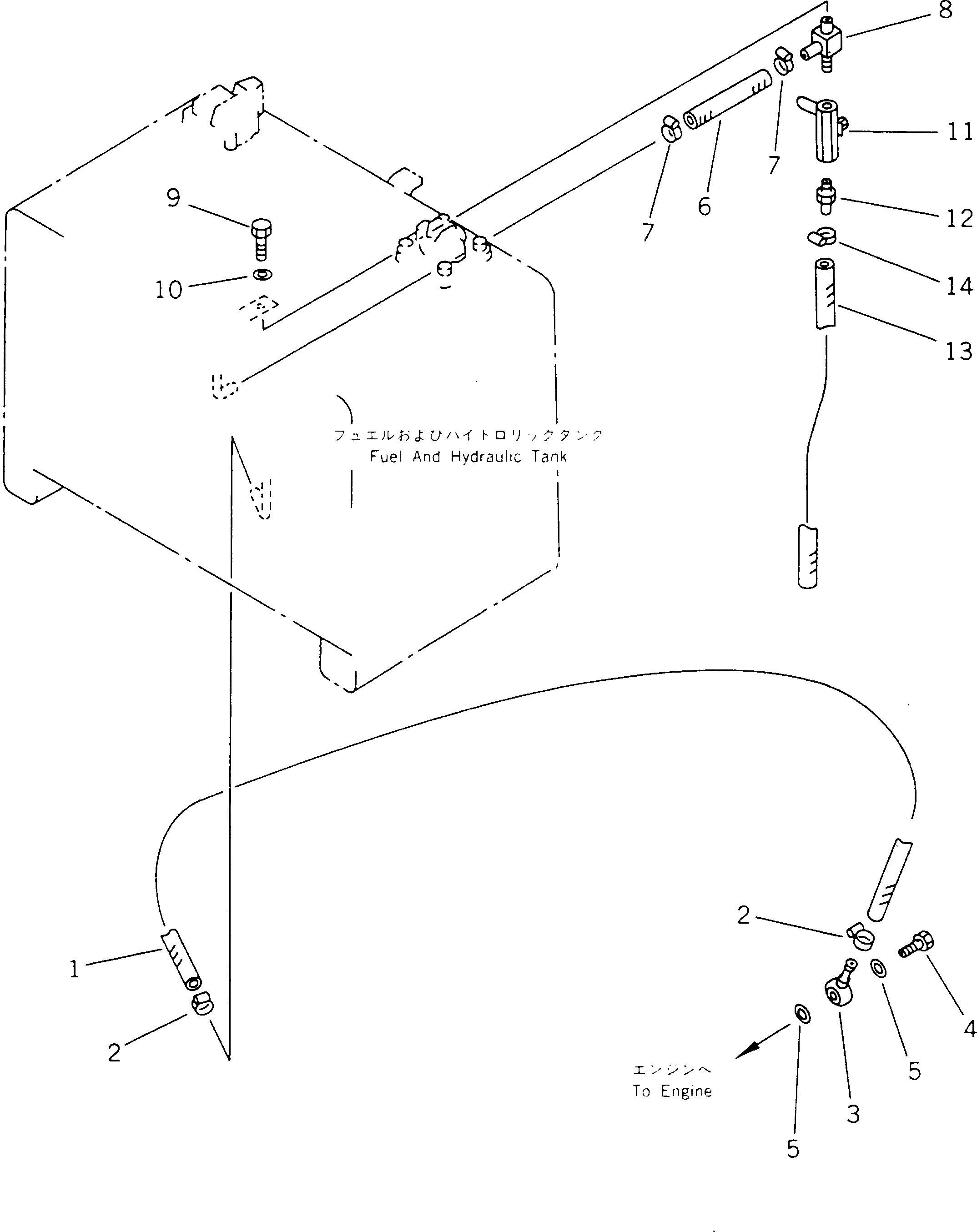 Схема запчастей Komatsu GD525A-1 - ТОПЛИВОПРОВОД. КОМПОНЕНТЫ ДВИГАТЕЛЯ И ЭЛЕКТРИКА