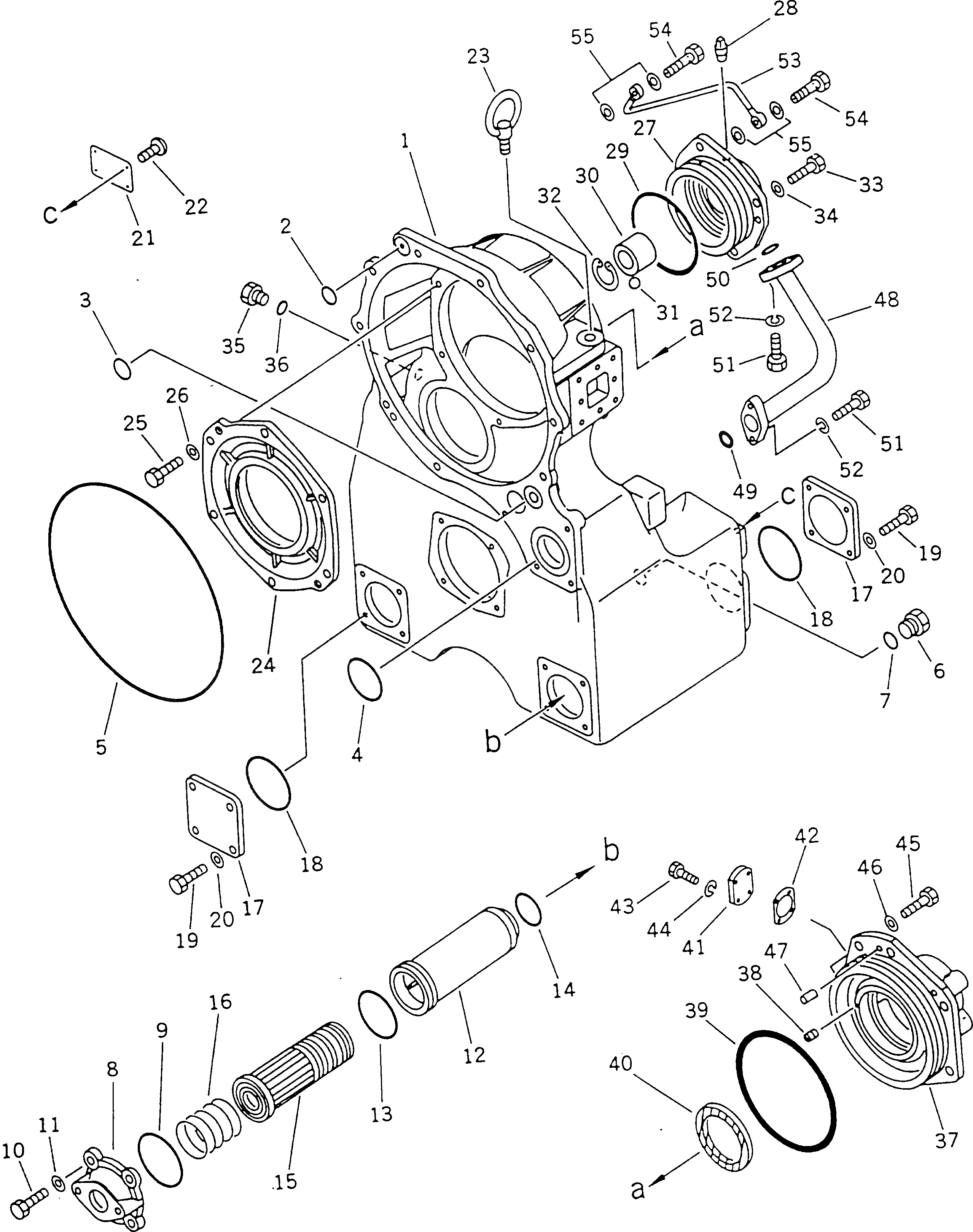 Схема запчастей Komatsu GD525A-1 - ТРАНСМИССИЯ (TRANSFAR КОРПУС)(№-9) СИЛОВАЯ ПЕРЕДАЧА