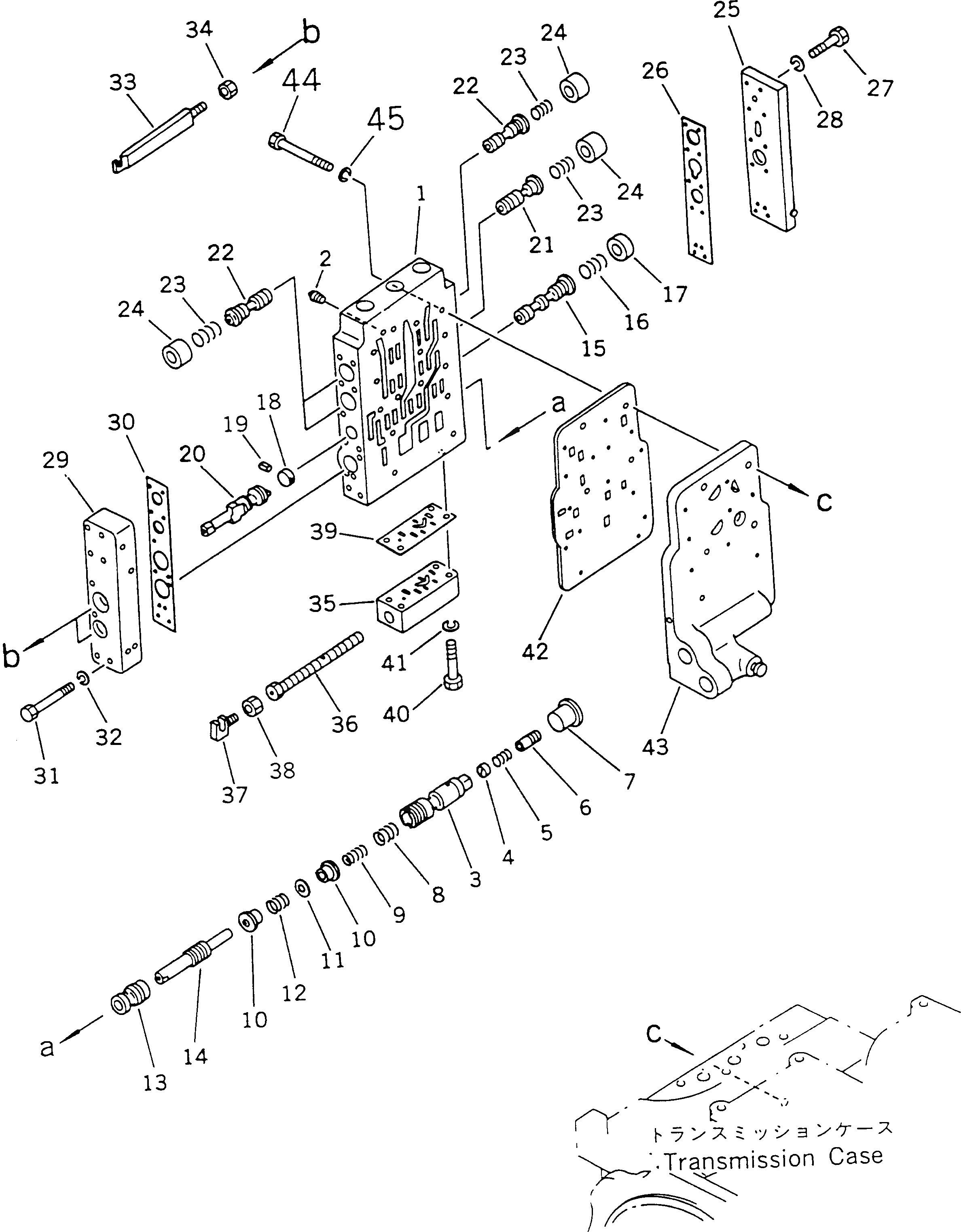 Схема запчастей Komatsu GD525A-1 - ТРАНСМИССИЯ (УПРАВЛЯЮЩ. КЛАПАН) (/)(№-9) СИЛОВАЯ ПЕРЕДАЧА