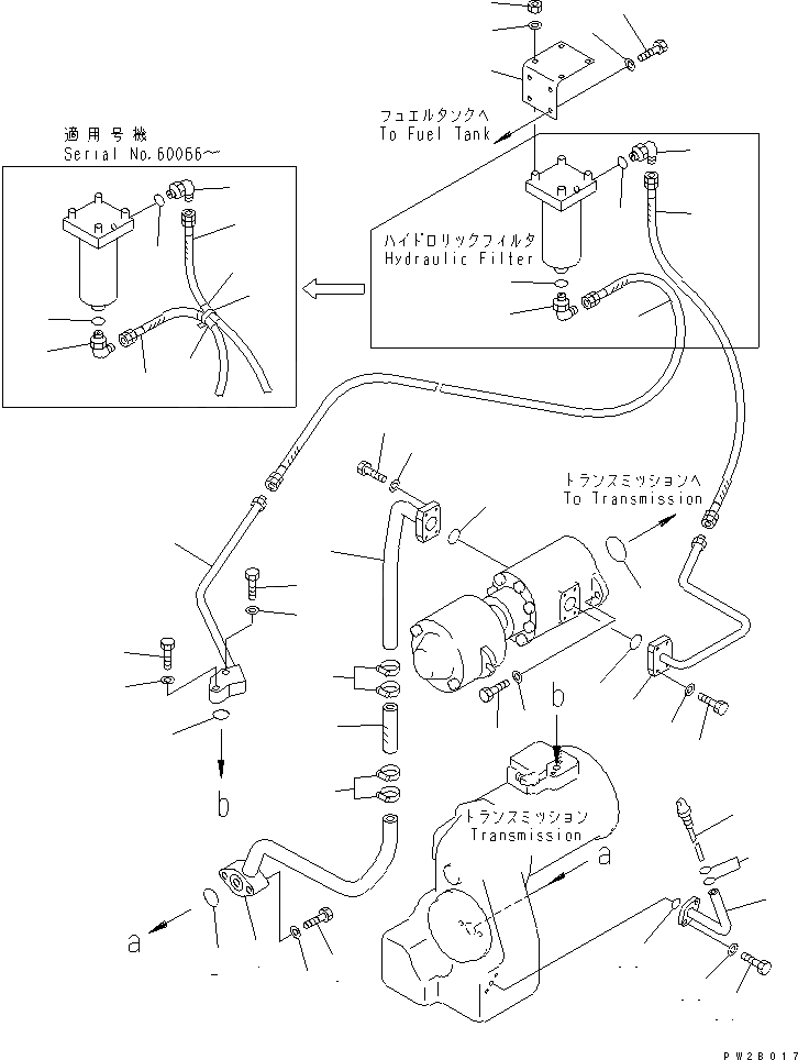Схема запчастей Komatsu GD525A-1 - ГИДРОЛИНИЯ ТРАНСМИССИИ СИЛОВАЯ ПЕРЕДАЧА