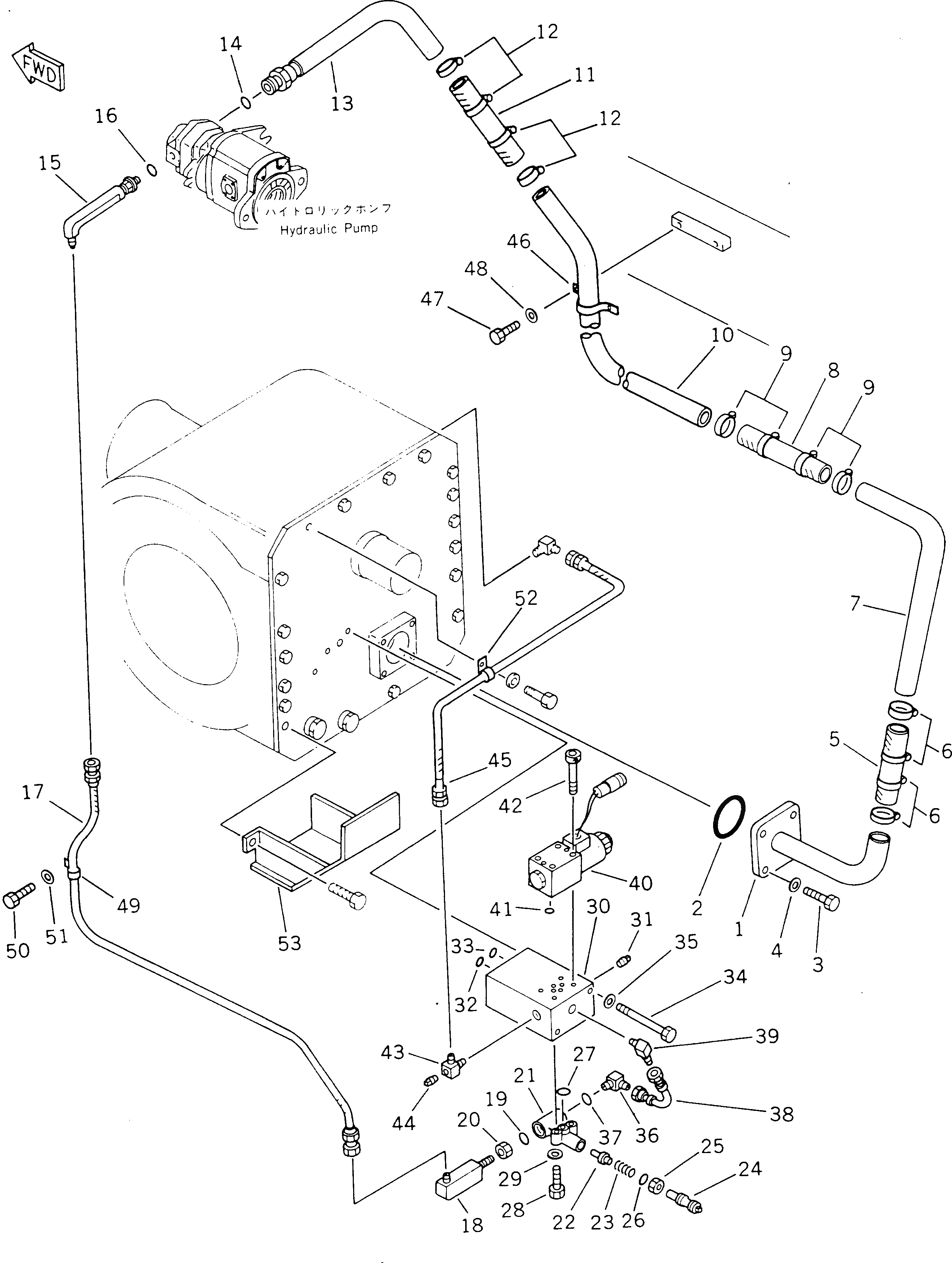 Схема запчастей Komatsu GD525A-1 - бЛОК. ДИФФЕРЕНЦИАЛА ТРУБЫ СИЛОВАЯ ПЕРЕДАЧА
