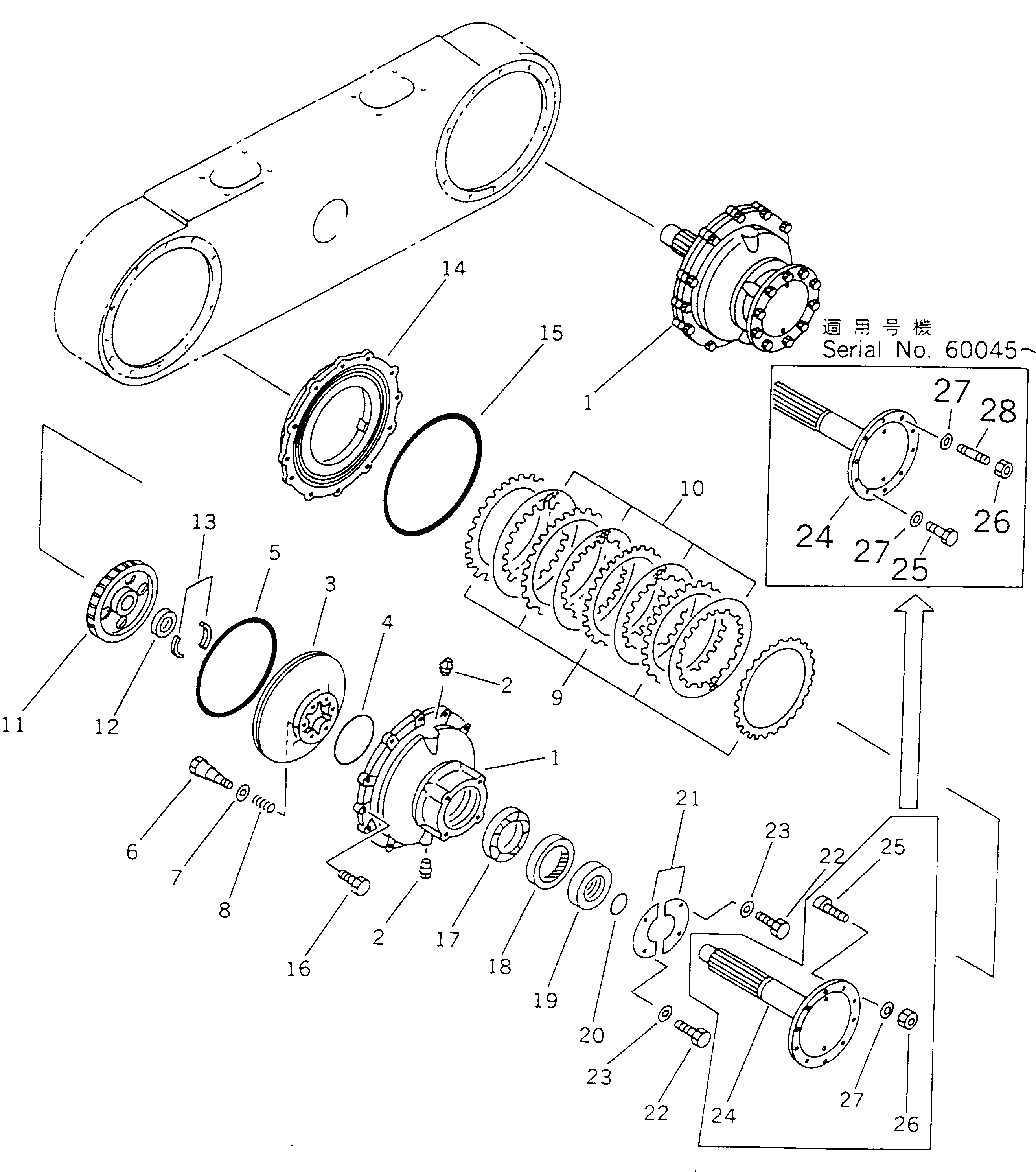 Схема запчастей Komatsu GD525A-1 - СДВОЕНН. ПРИВОД ПРИВОД (/) СИЛОВАЯ ПЕРЕДАЧА