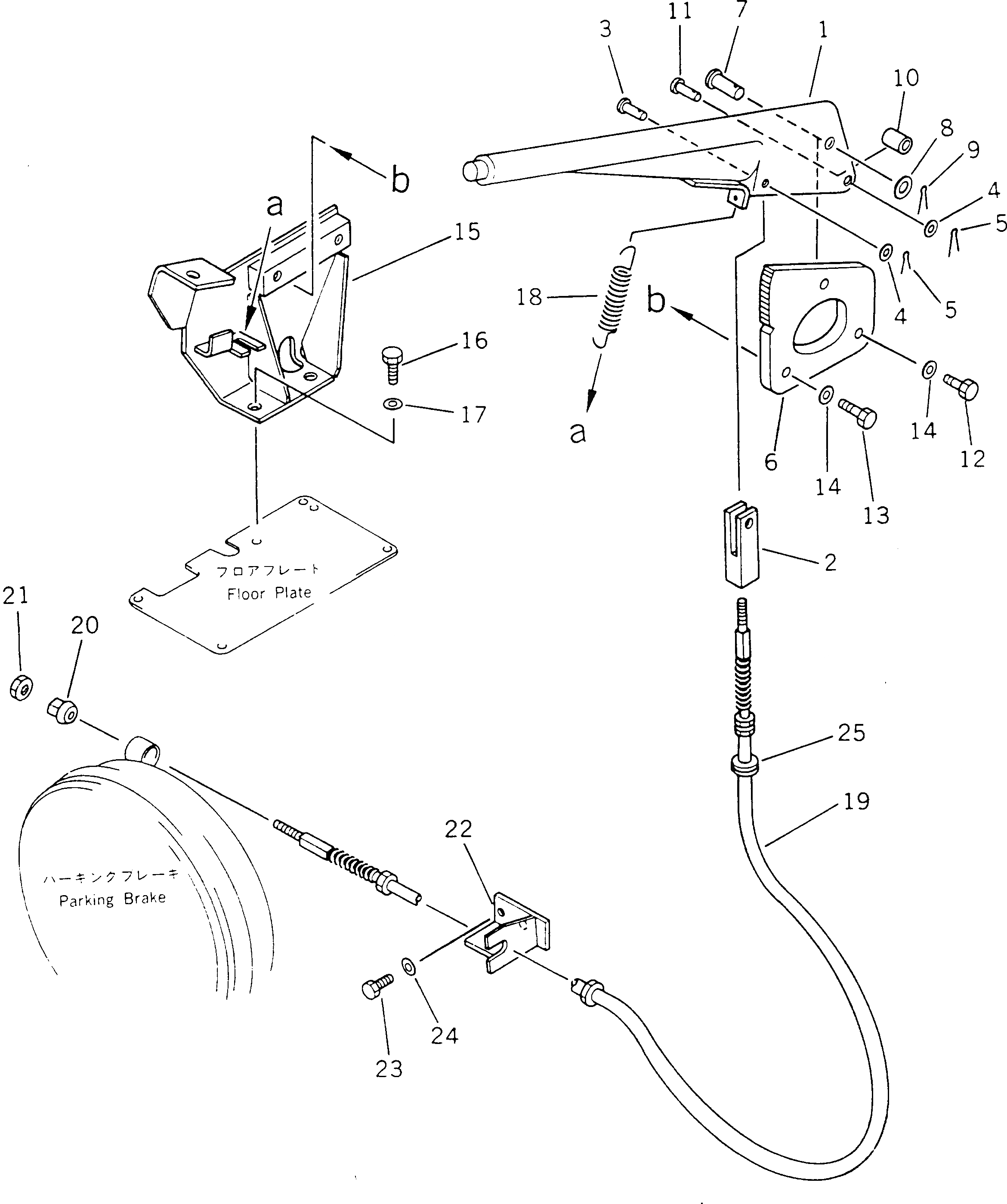 Схема запчастей Komatsu GD525A-1 - РЫЧАГ УПР-Я СТОЯНОЧН. ТОРМОЗОМ СИСТЕМА УПРАВЛЕНИЯ