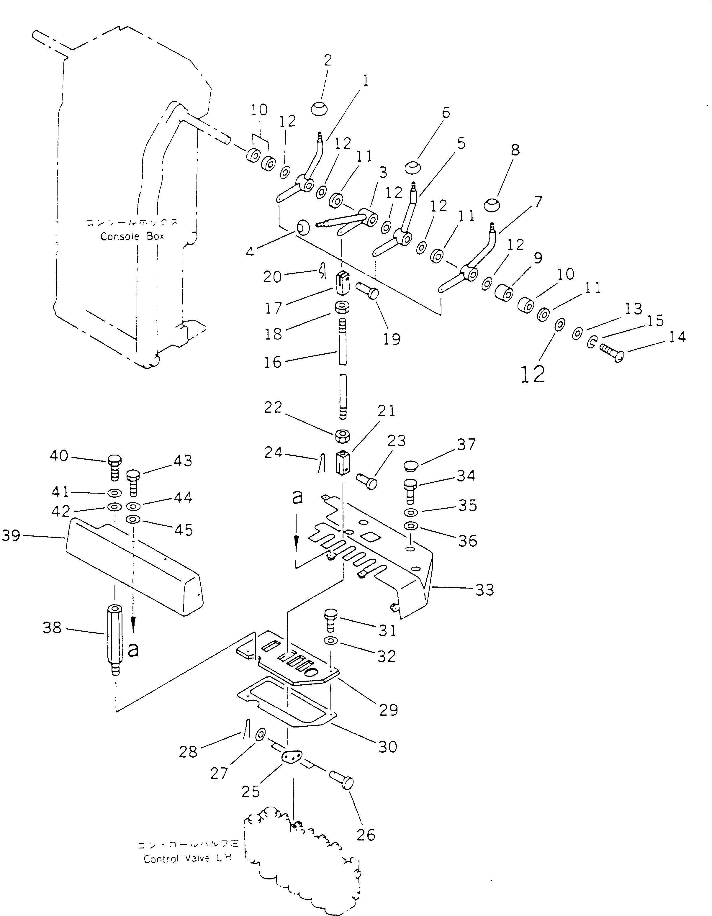 Схема запчастей Komatsu GD525A-1 - ГИДРАВЛ РЫЧАГ УПРАВЛ-Я¤ ЛЕВ. СИСТЕМА УПРАВЛЕНИЯ