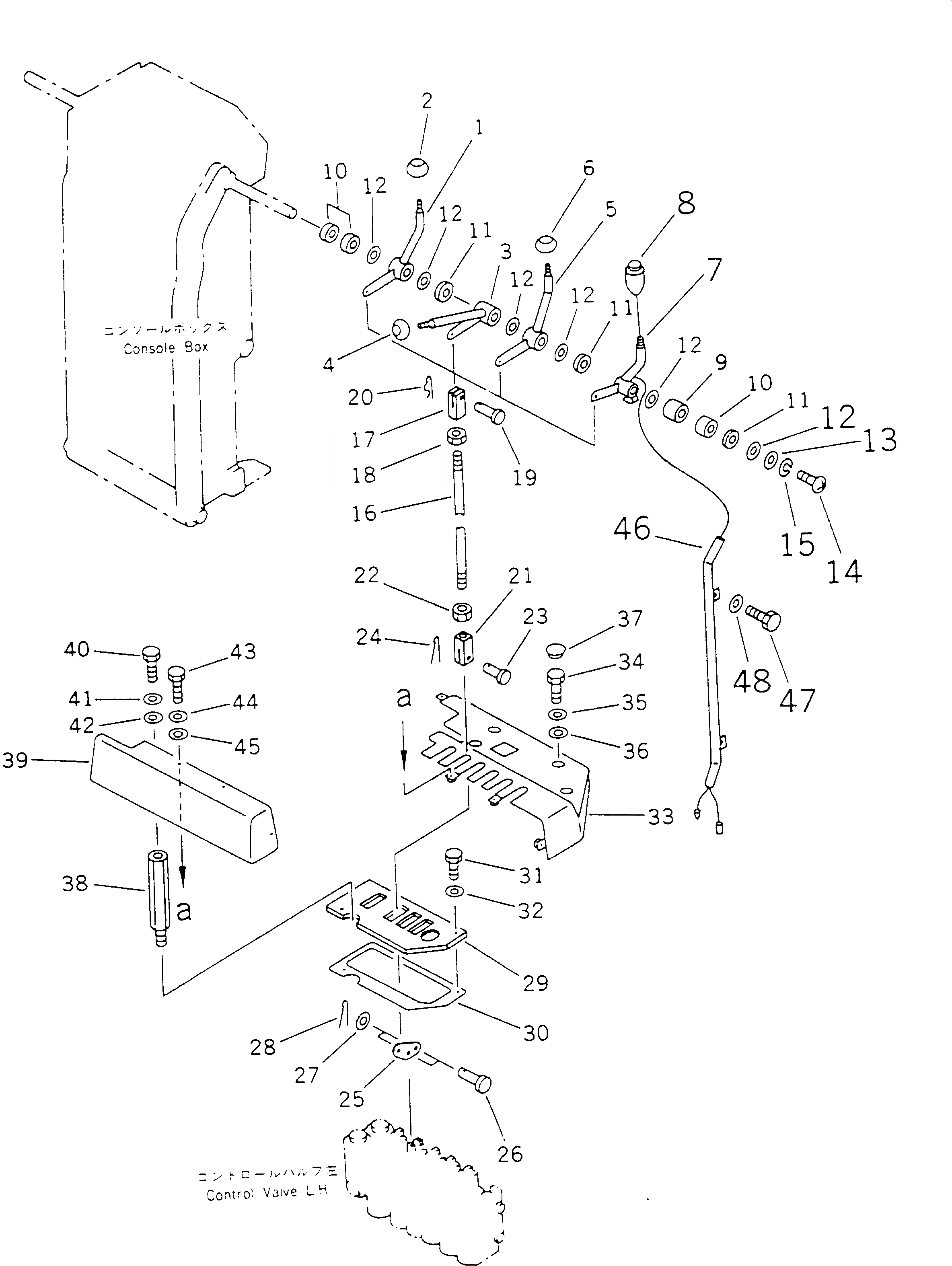 Схема запчастей Komatsu GD525A-1 - ГИДРАВЛ РЫЧАГ УПРАВЛ-Я¤ ЛЕВ. (С ОТВАЛ ПЛАВАЮЩ) СИСТЕМА УПРАВЛЕНИЯ