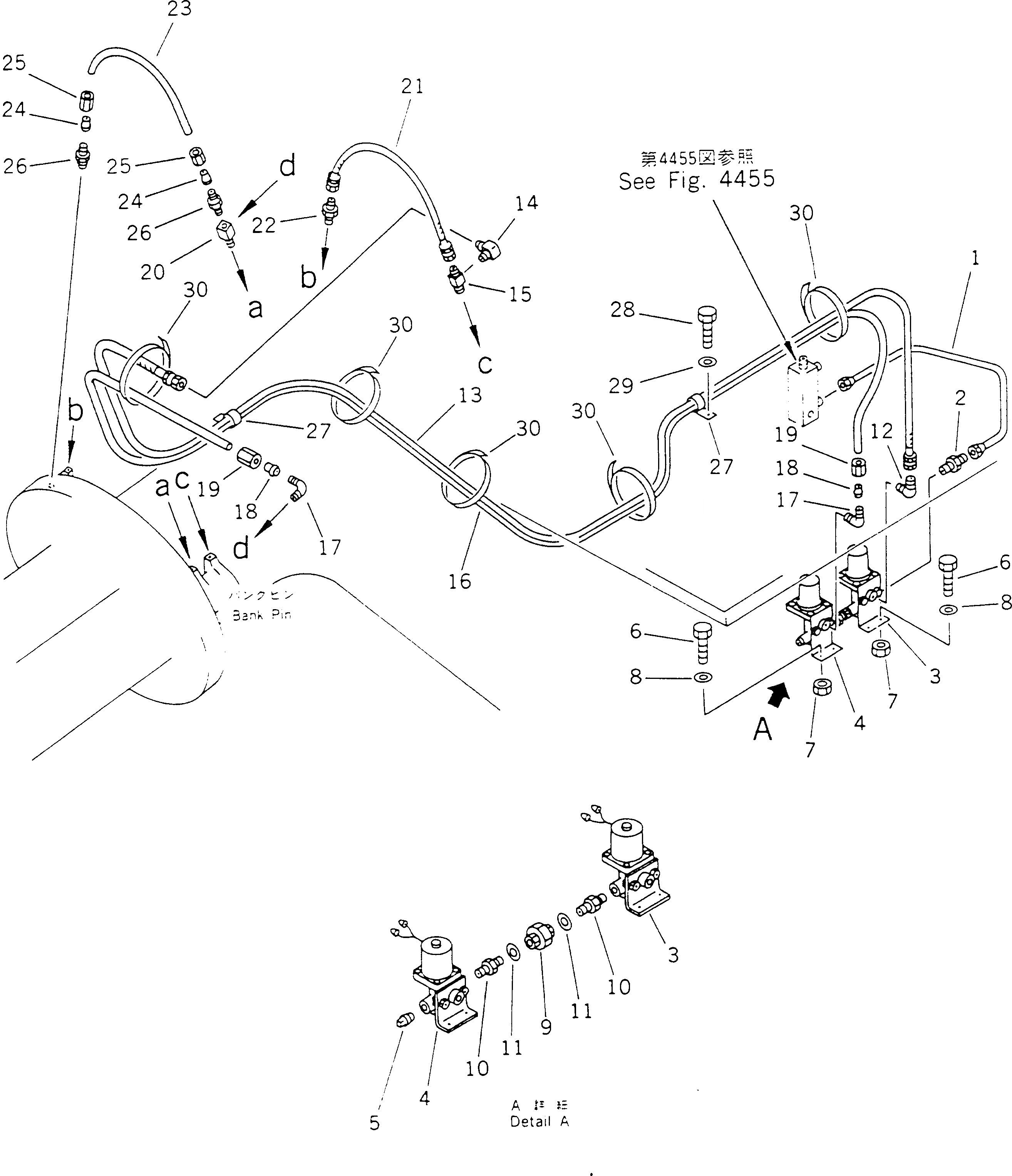 Схема запчастей Komatsu GD525A-1 - ГИДРОЛИНИИ ВЫРАВН. НАСЫПИ СИСТЕМА УПРАВЛЕНИЯ