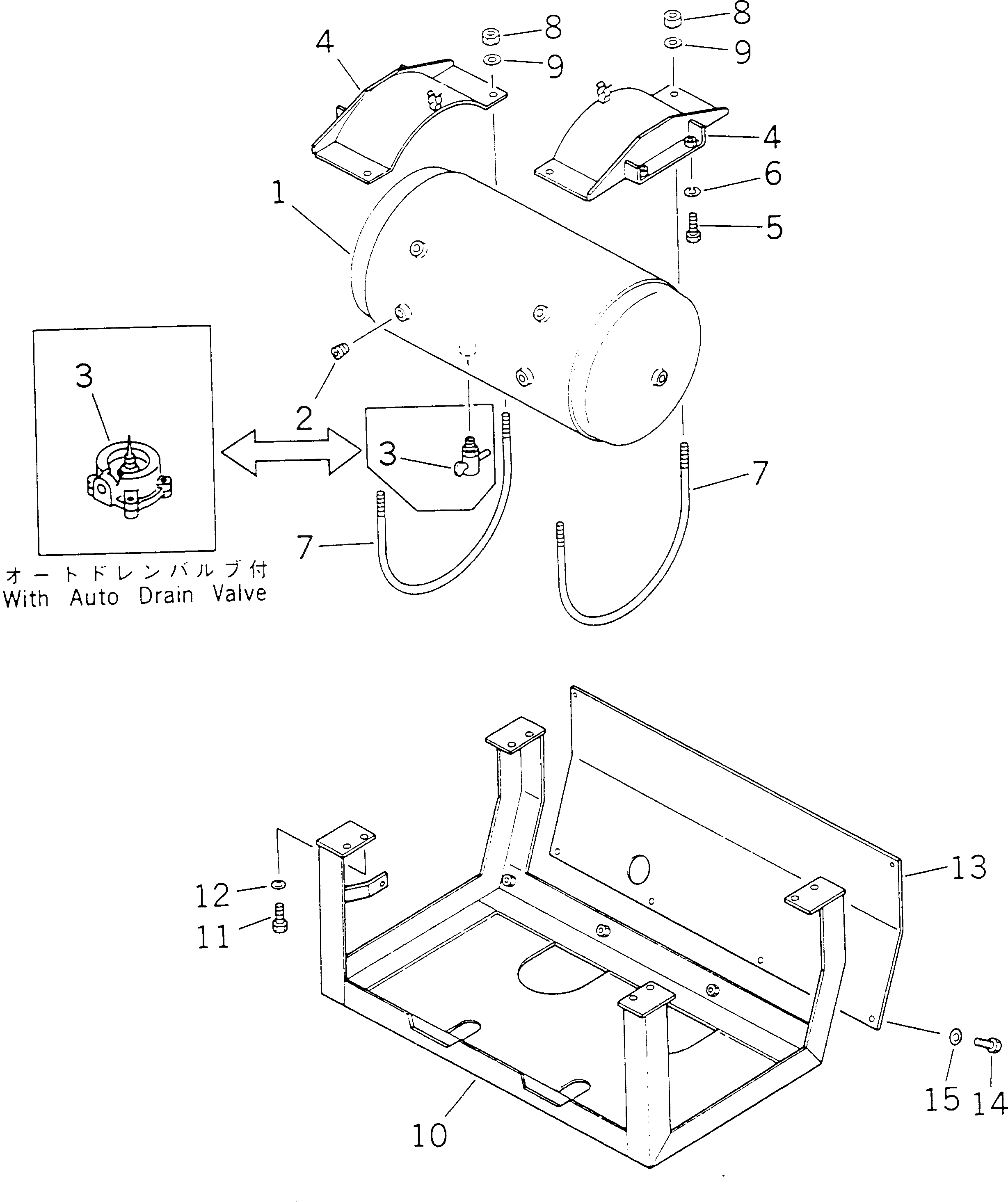 Схема запчастей Komatsu GD525A-1 - ТОРМОЗНАЯ ГИДРОЛИНИЯ (/) (ВОЗД. БАЛЛОН)(№-) СИСТЕМА УПРАВЛЕНИЯ