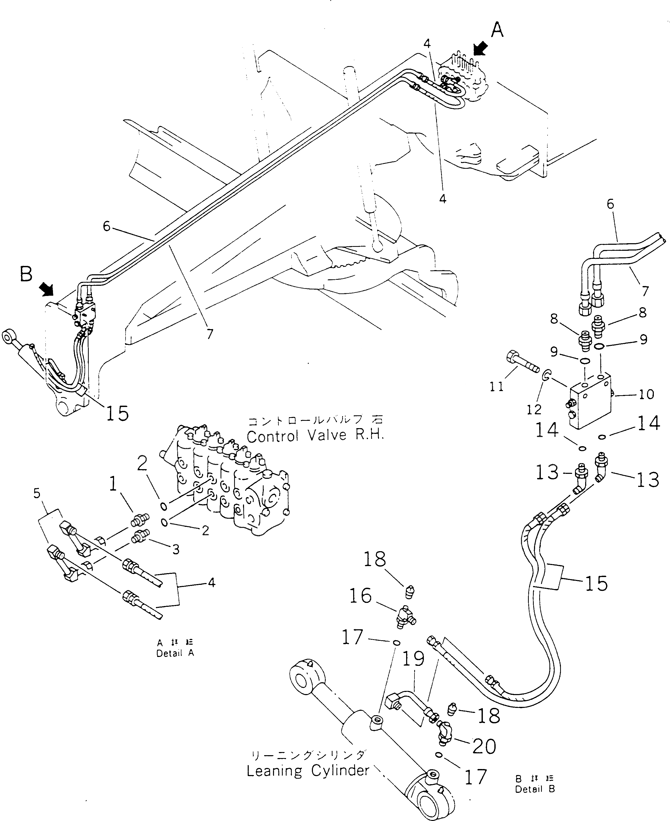 Схема запчастей Komatsu GD525A-1 - ГИДРОЛИНИЯ (ЦИЛИНДР НАКЛОНА ЛИНИЯ) ГИДРАВЛИКА