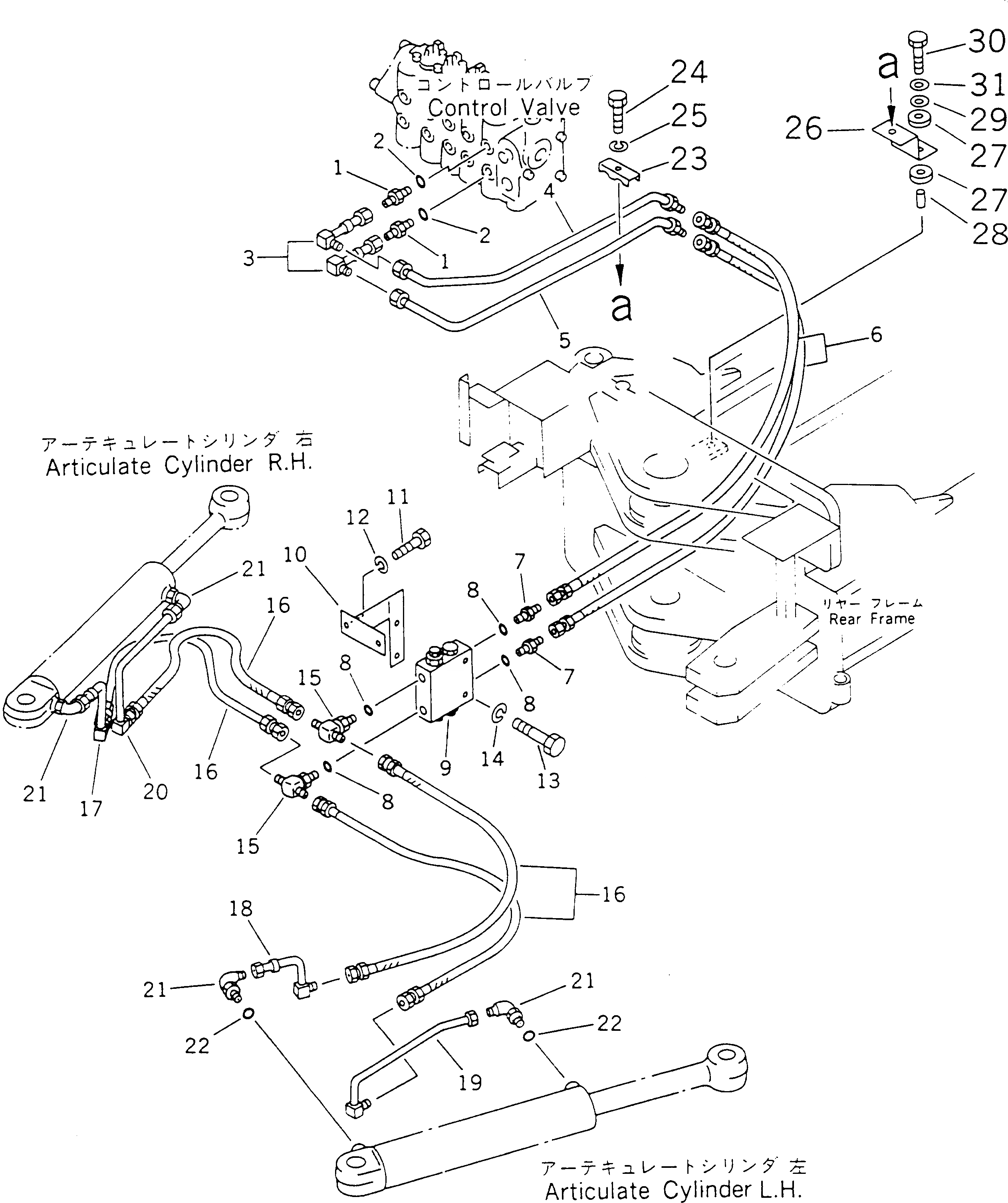 Схема запчастей Komatsu GD525A-1 - ГИДРОЛИНИЯ (ЦИЛИНДР СОЧЛЕНЕНИЯ ЛИНИЯ)(№-9) ГИДРАВЛИКА