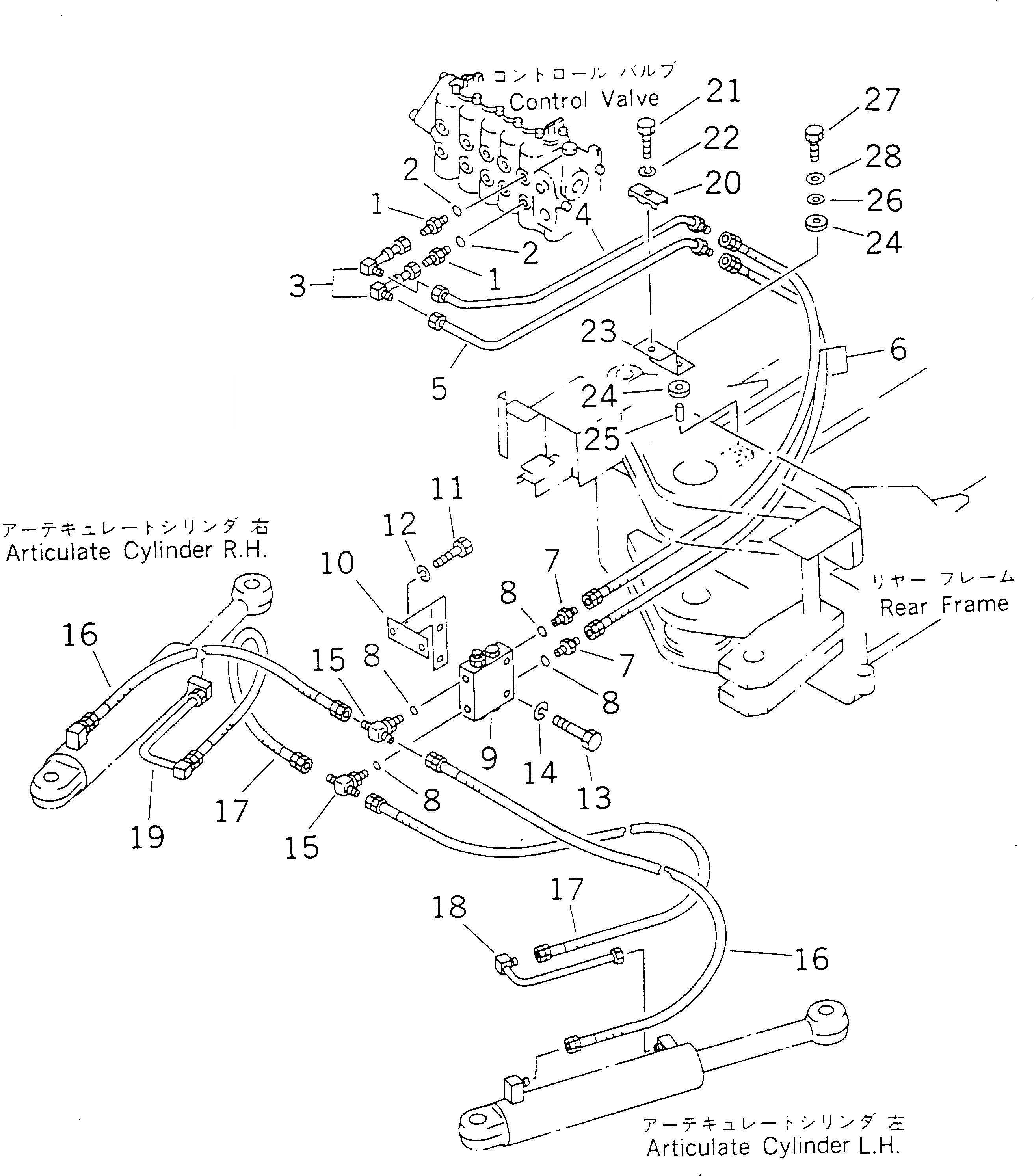 Схема запчастей Komatsu GD525A-1 - ГИДРОЛИНИЯ (ЦИЛИНДР СОЧЛЕНЕНИЯ ЛИНИЯ)(№-) ГИДРАВЛИКА